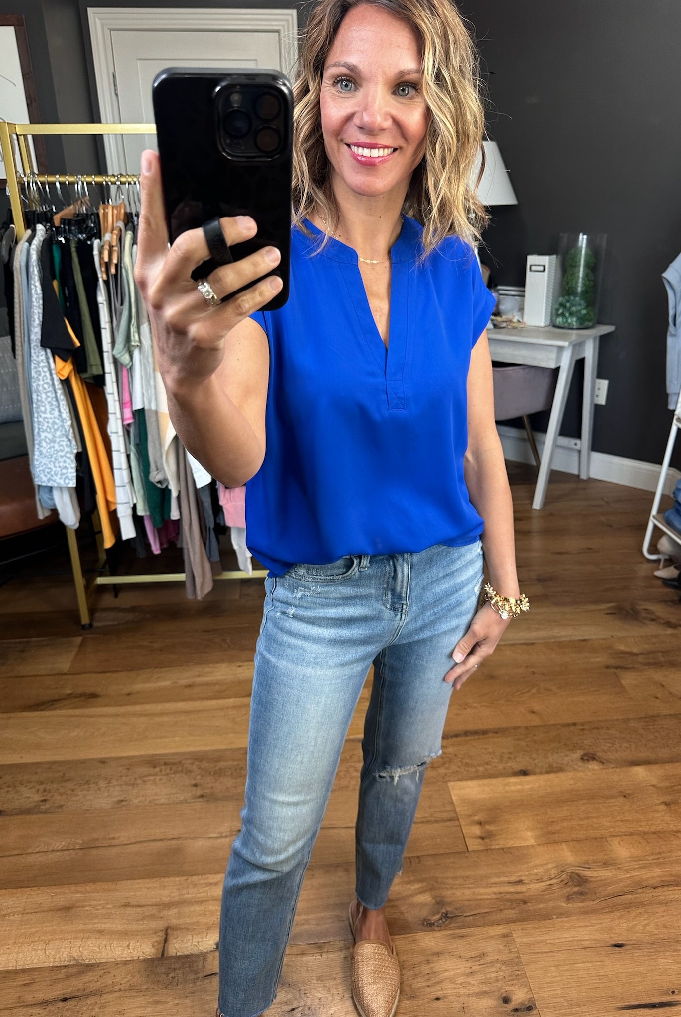 Moving Mountains V-Neck Top - Multiple Options-Short Sleeves-Blu Pepper TB8456-Anna Kaytes Boutique, Women's Fashion Boutique in Grinnell, Iowa