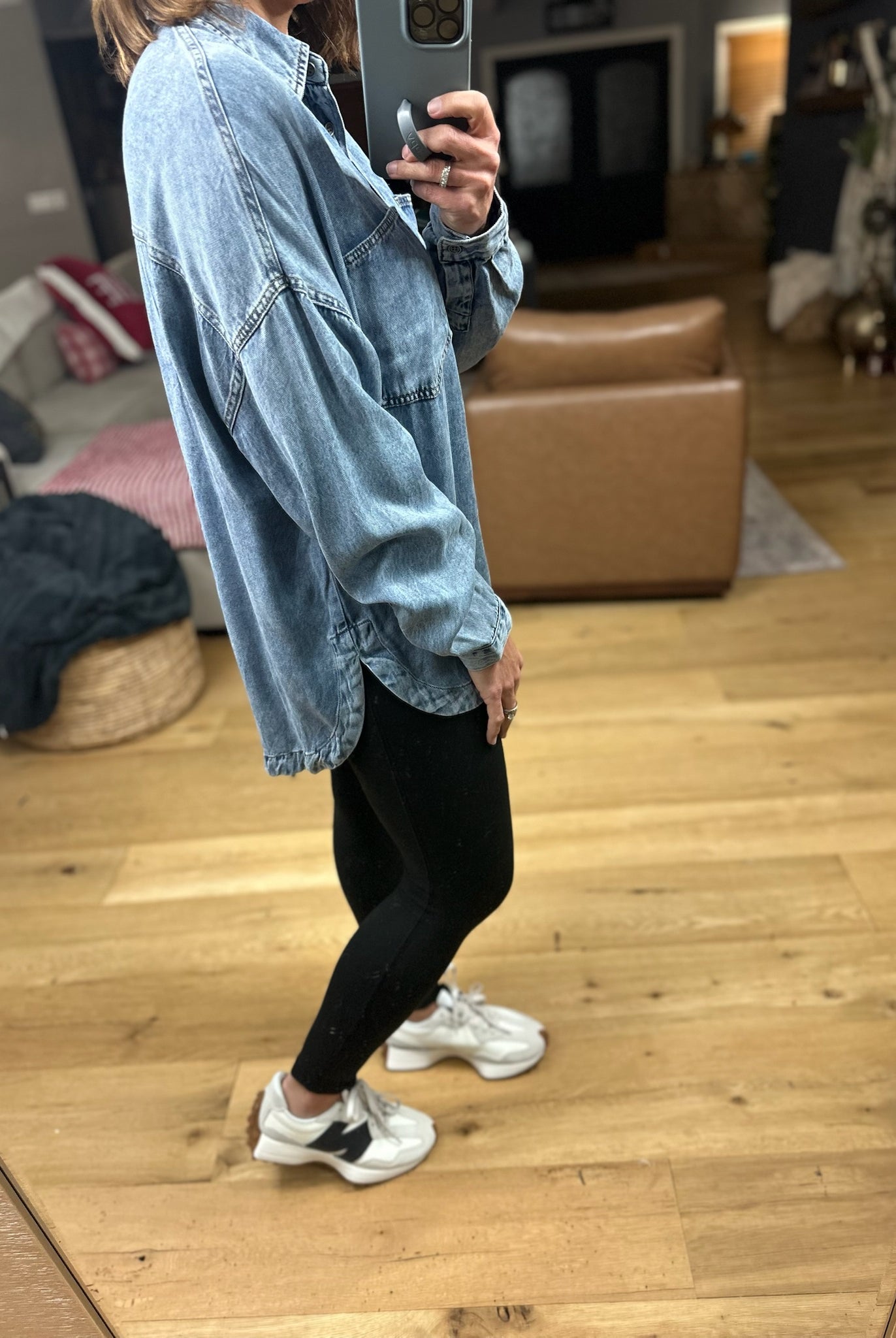 Best Around Chambray Button-Down-Long Sleeves-Blu Pepper-Anna Kaytes Boutique, Women's Fashion Boutique in Grinnell, Iowa