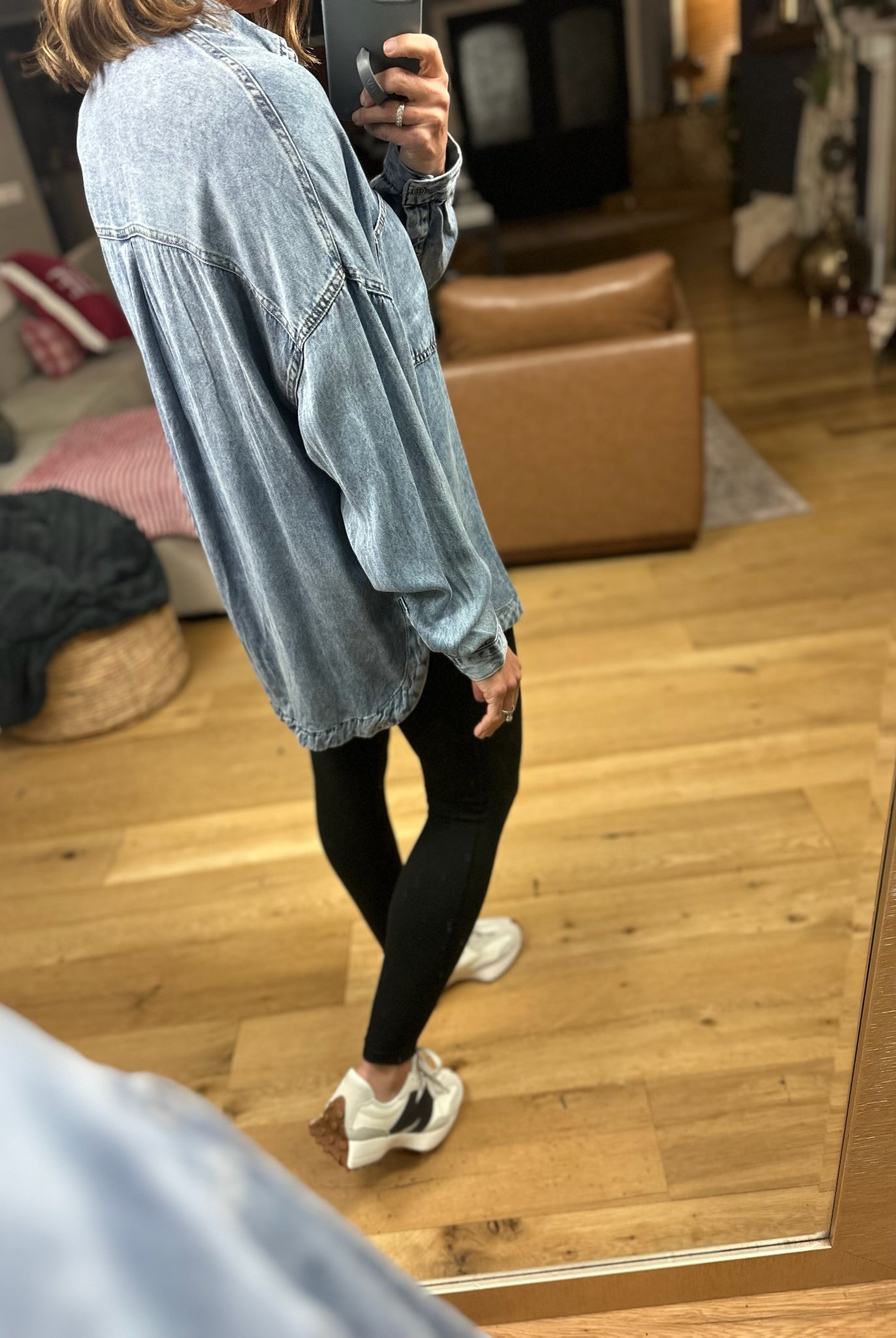 Best Around Chambray Button-Down-Long Sleeves-Blu Pepper-Anna Kaytes Boutique, Women's Fashion Boutique in Grinnell, Iowa