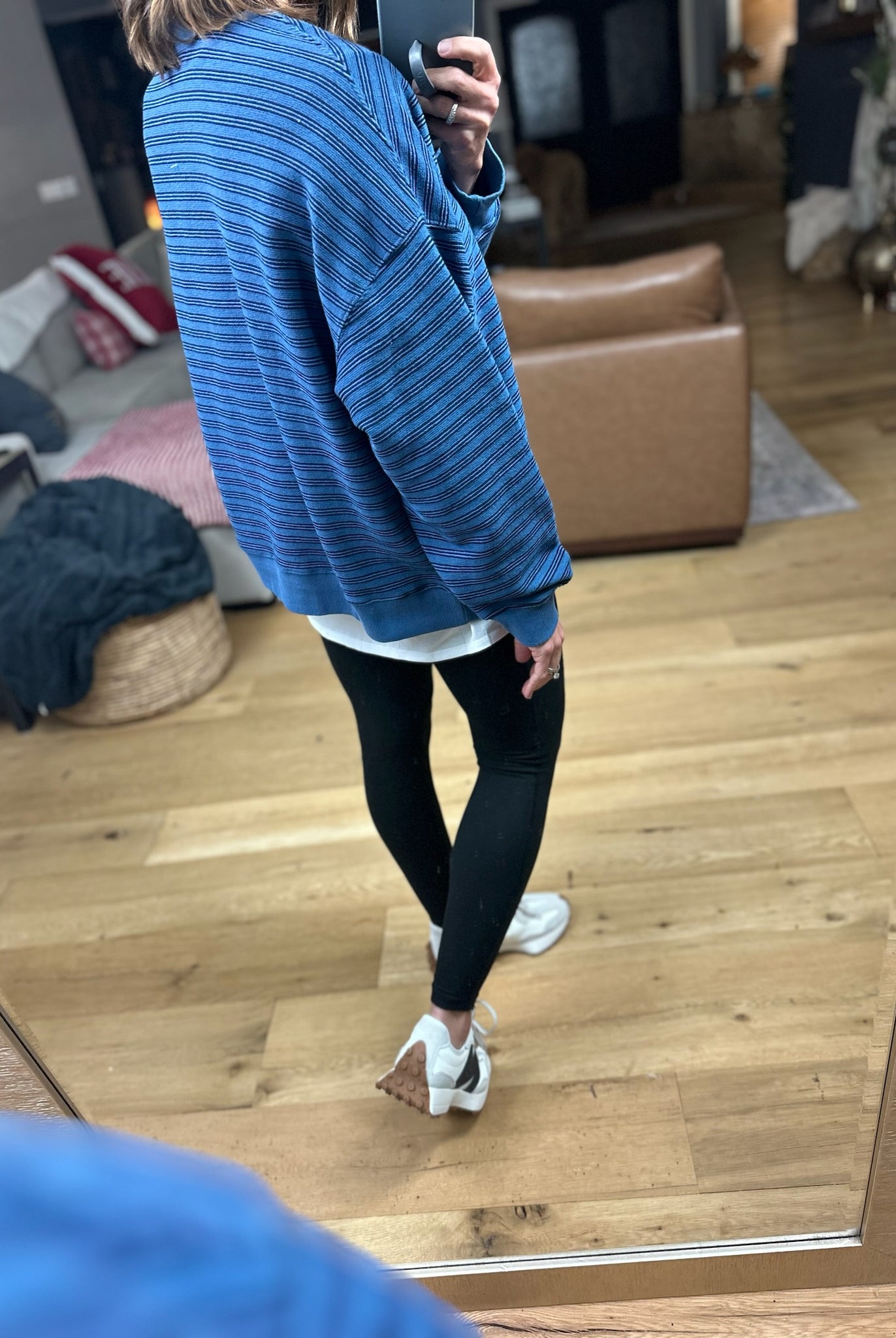 Home In The Fall Striped Crewneck-Sweaters-Wishlist-Anna Kaytes Boutique, Women's Fashion Boutique in Grinnell, Iowa