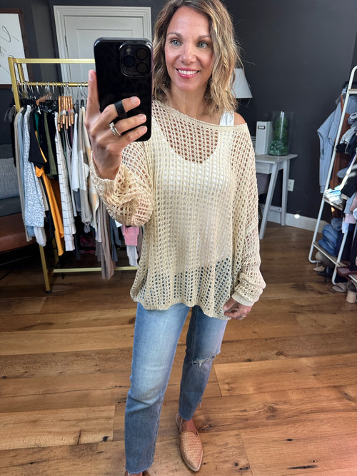 Hear About It Knit Long Sleeve Top - Oatmeal-Easel-Anna Kaytes Boutique, Women's Fashion Boutique in Grinnell, Iowa