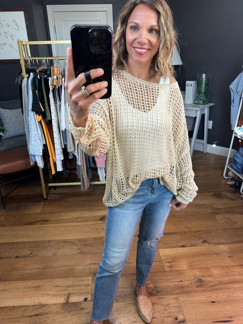 Hear About It Knit Long Sleeve Top - Oatmeal-Easel-Anna Kaytes Boutique, Women's Fashion Boutique in Grinnell, Iowa