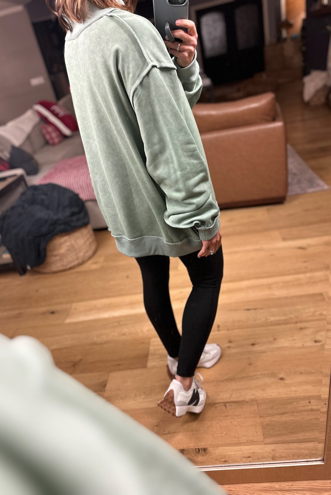 Work This Out Mock-Neck Washed Pullover-sweater-Bucketlist-Anna Kaytes Boutique, Women's Fashion Boutique in Grinnell, Iowa