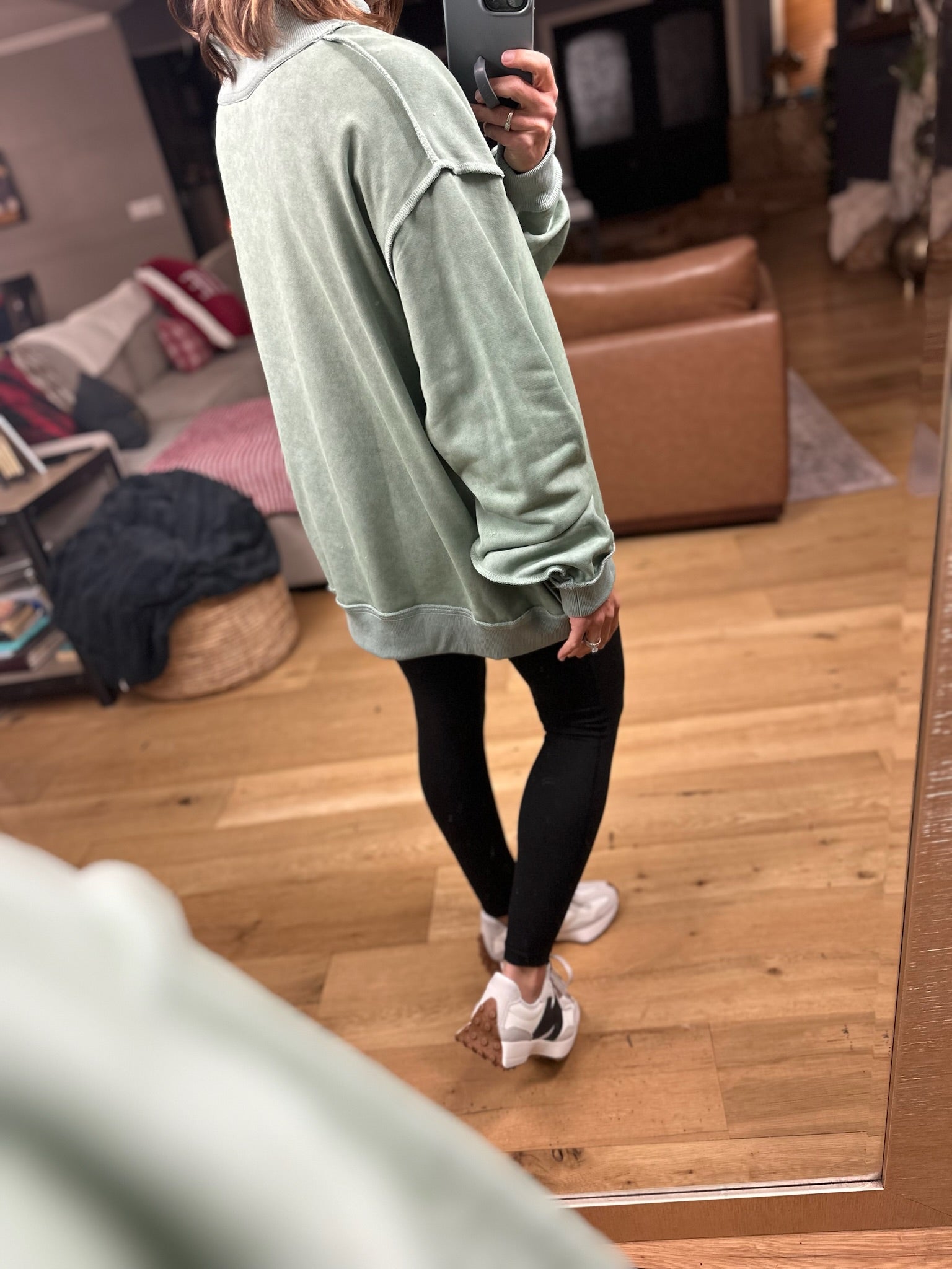 Work This Out Mock-Neck Washed Pullover-sweater-Bucketlist-Anna Kaytes Boutique, Women's Fashion Boutique in Grinnell, Iowa