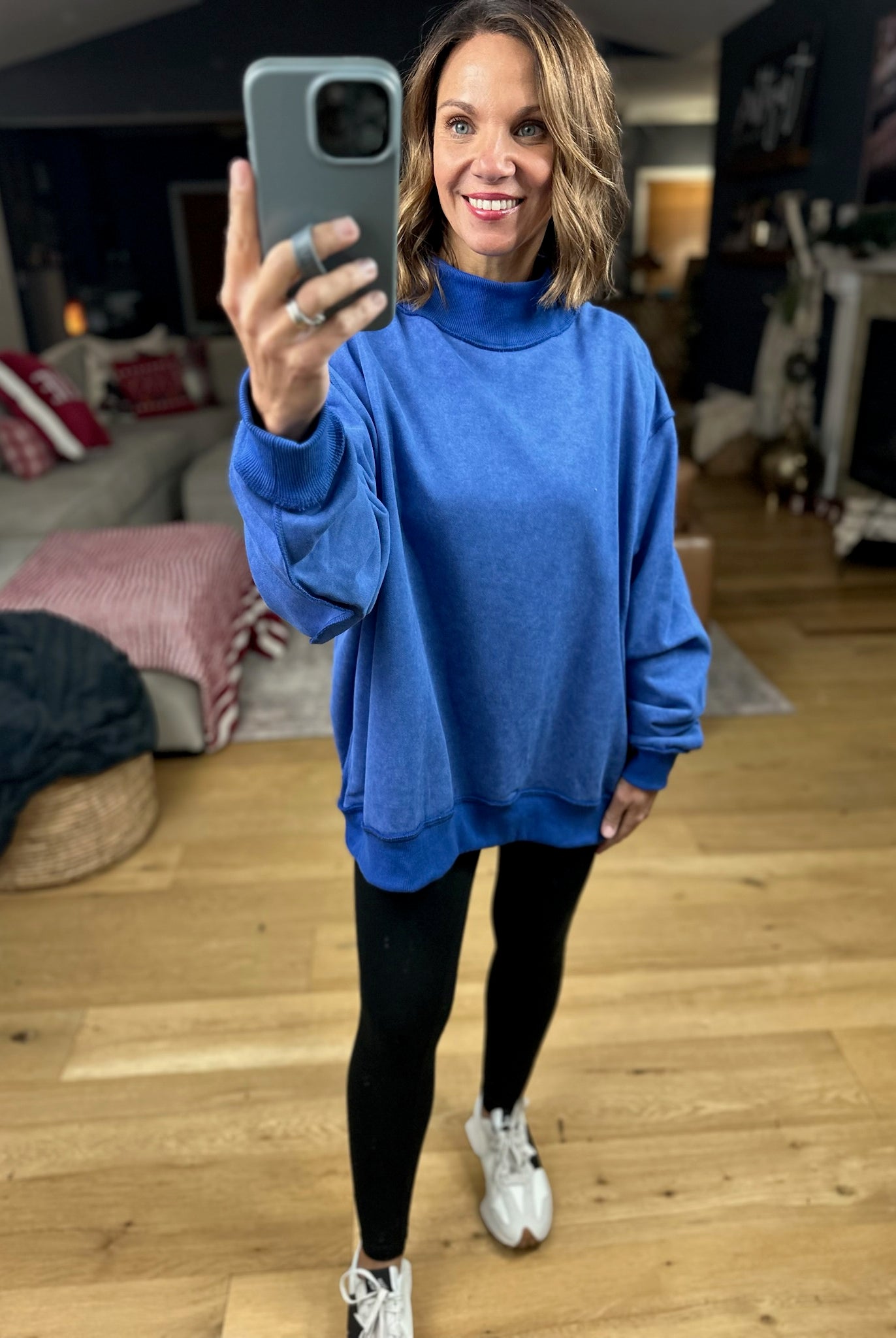 Work This Out Mock-Neck Washed Pullover-sweater-Bucketlist-Anna Kaytes Boutique, Women's Fashion Boutique in Grinnell, Iowa