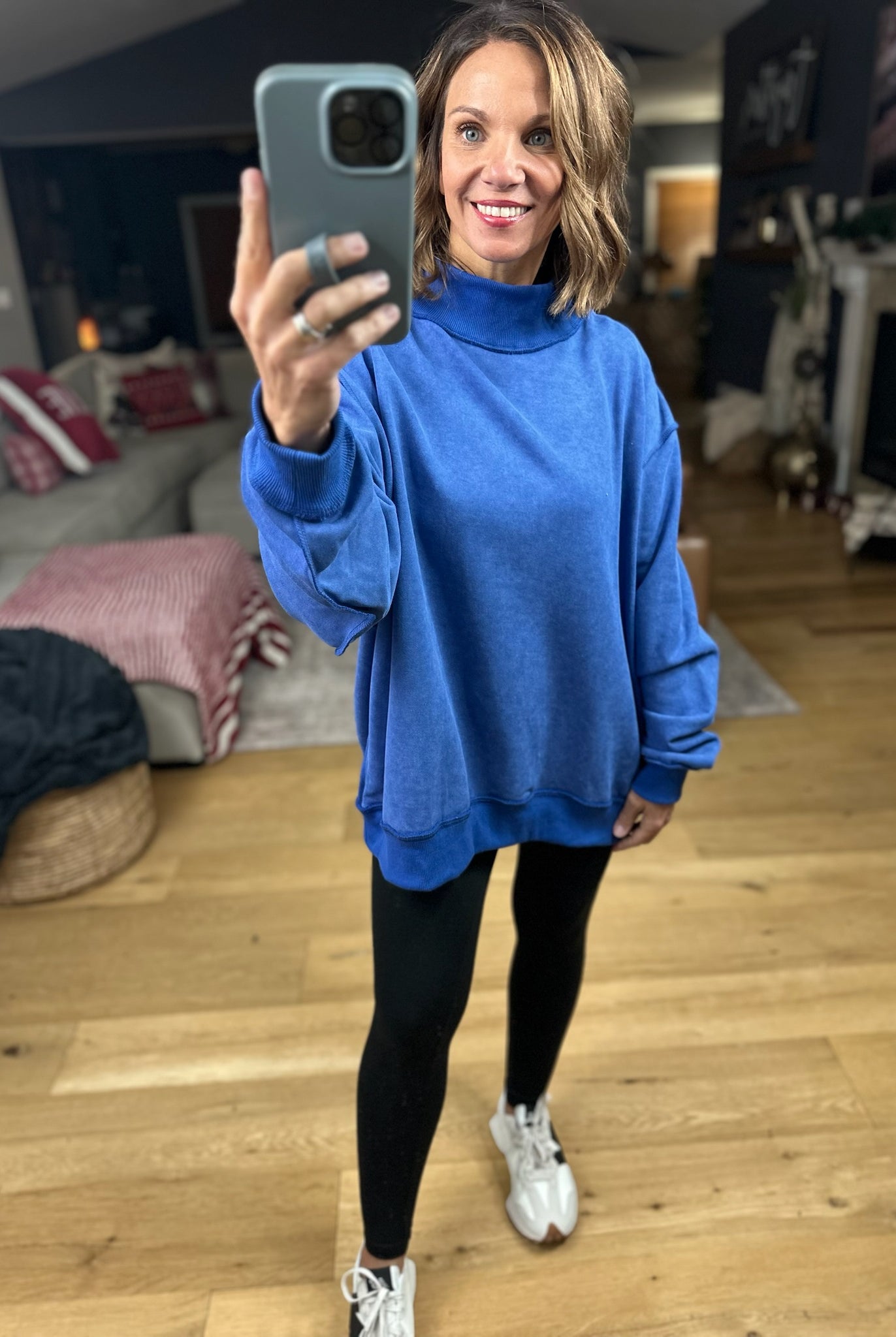 Work This Out Mock-Neck Washed Pullover-sweater-Bucketlist-Anna Kaytes Boutique, Women's Fashion Boutique in Grinnell, Iowa