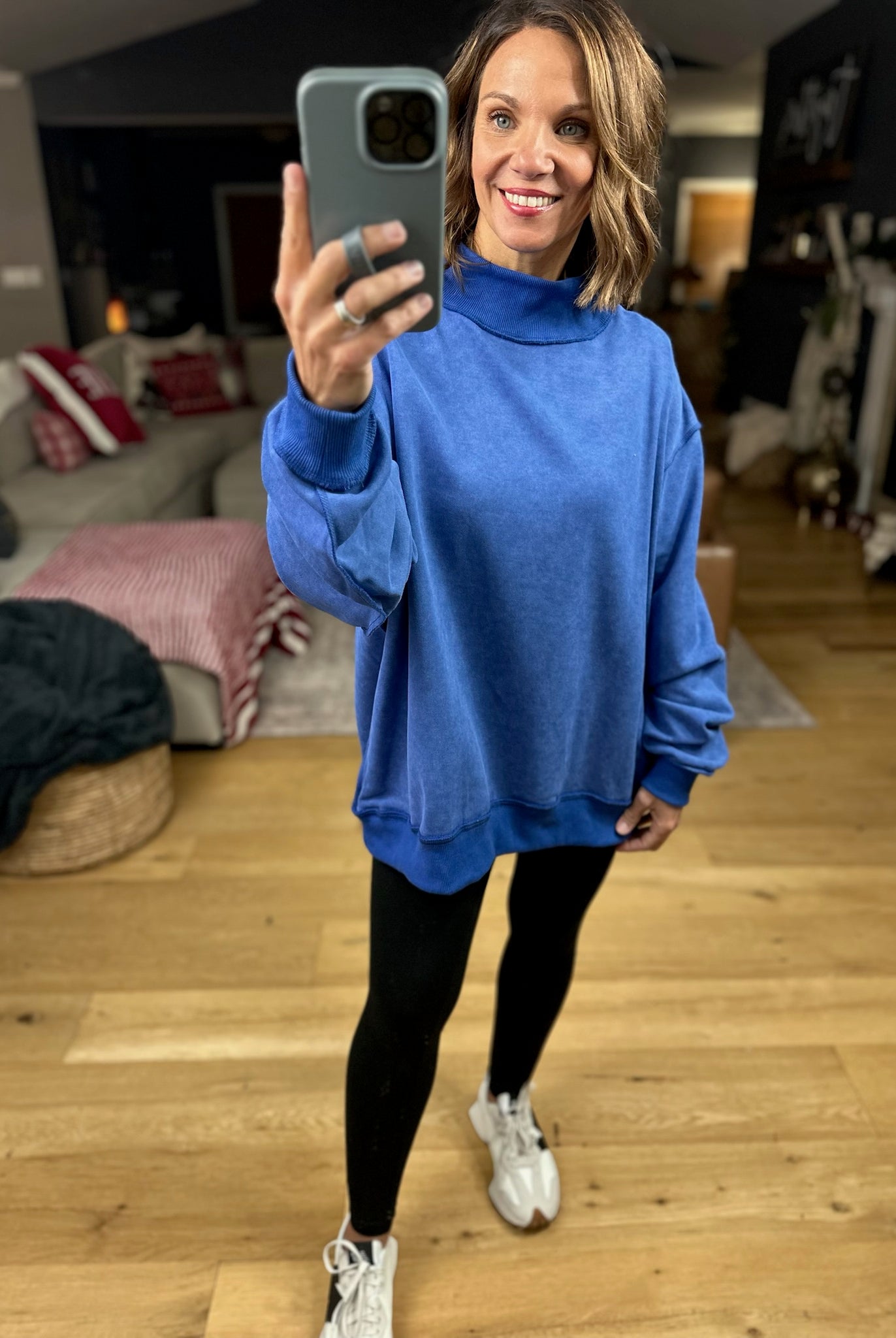 Work This Out Mock-Neck Washed Pullover-sweater-Bucketlist-Anna Kaytes Boutique, Women's Fashion Boutique in Grinnell, Iowa