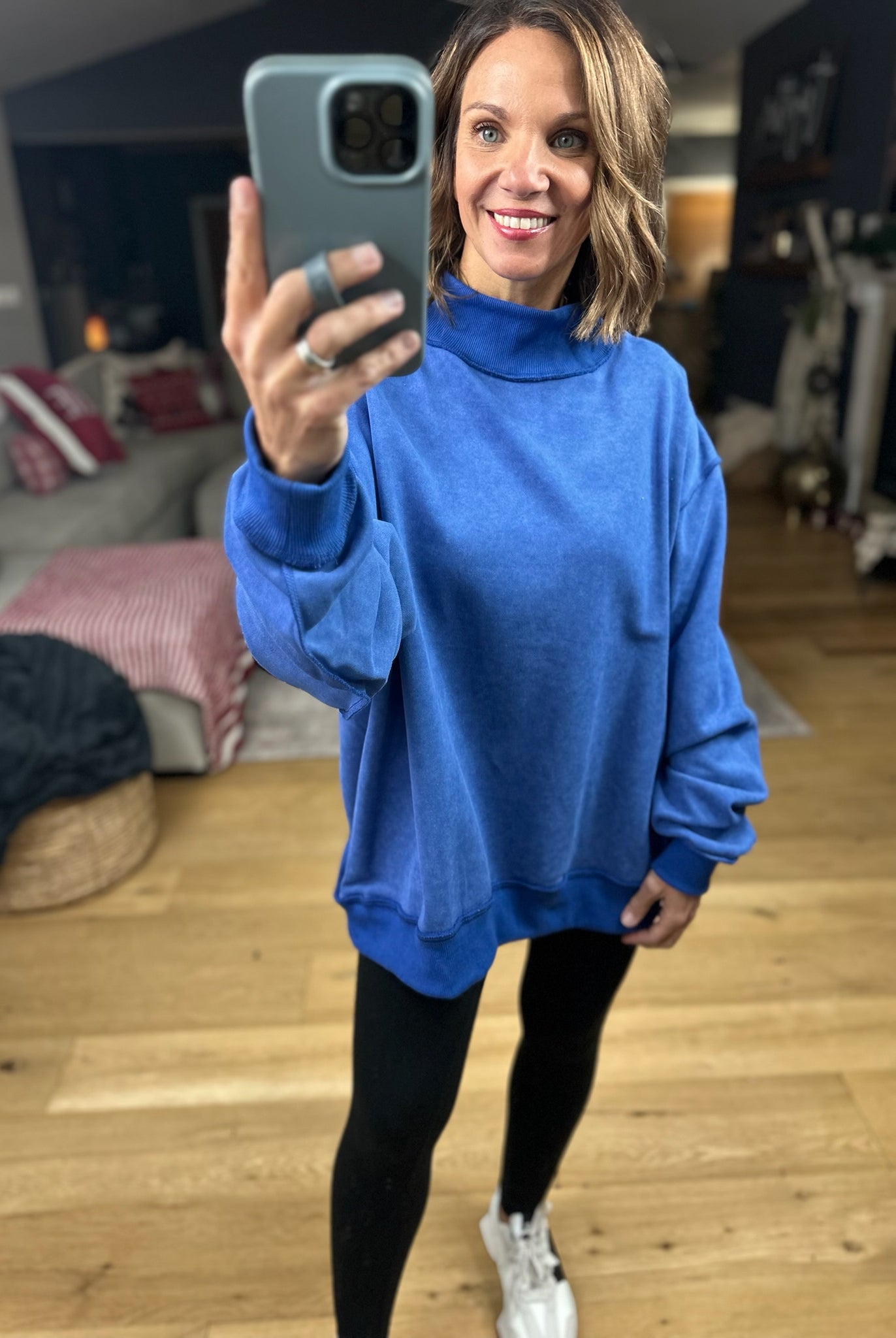 Work This Out Mock-Neck Washed Pullover-sweater-Bucketlist-Anna Kaytes Boutique, Women's Fashion Boutique in Grinnell, Iowa