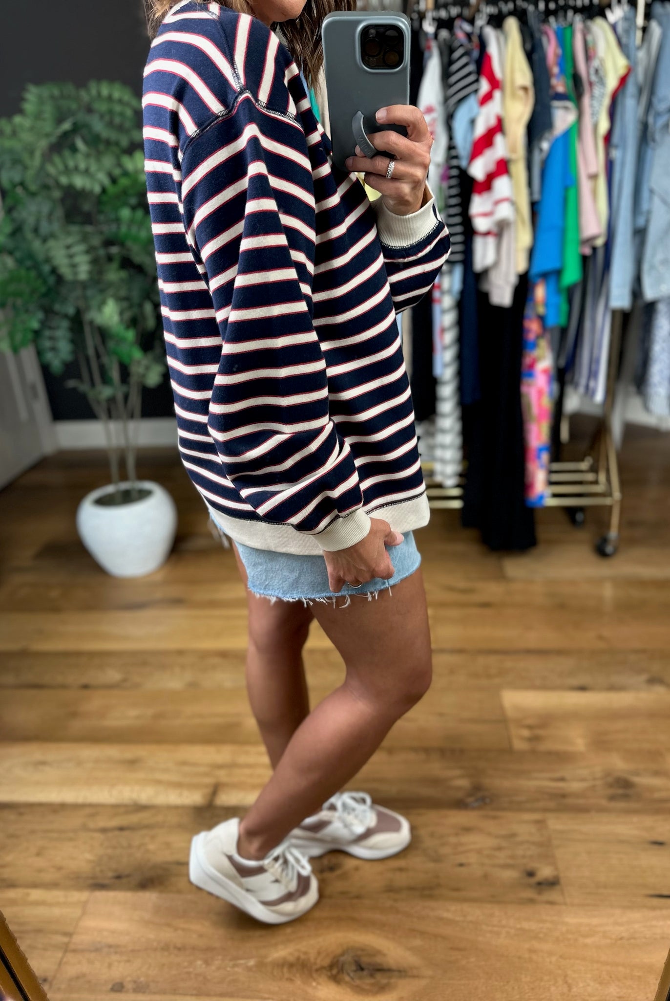 Any News Striped Crewneck-Sweaters-By Together-Anna Kaytes Boutique, Women's Fashion Boutique in Grinnell, Iowa
