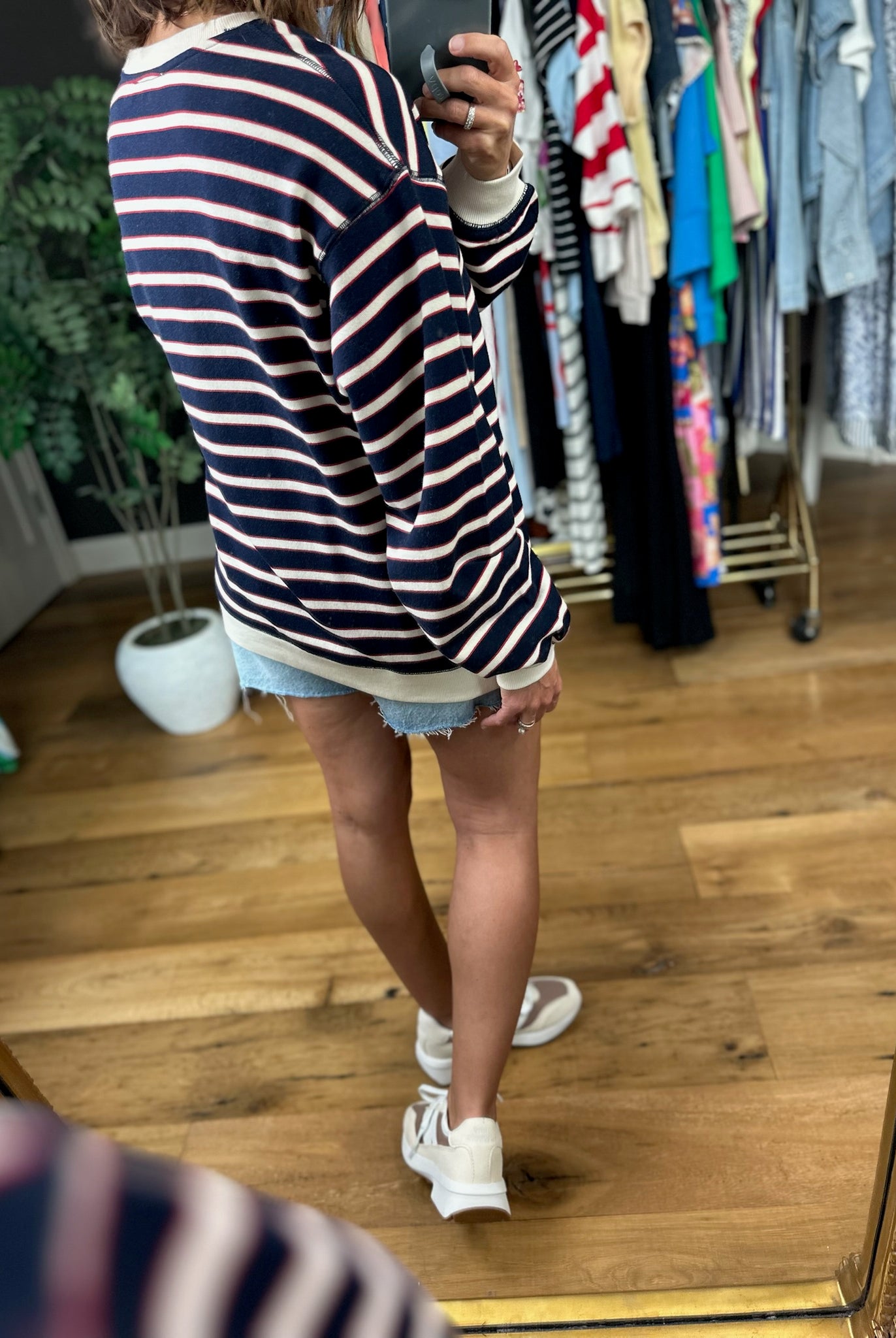 Any News Striped Crewneck-Sweaters-By Together-Anna Kaytes Boutique, Women's Fashion Boutique in Grinnell, Iowa