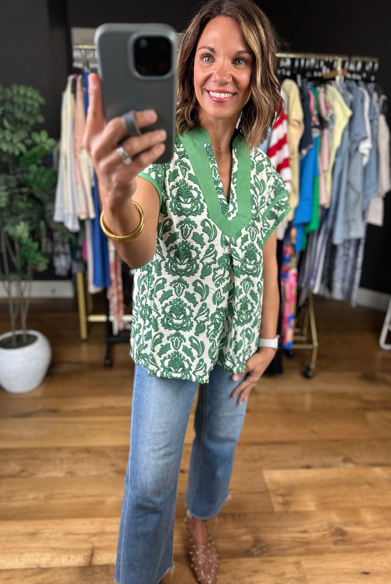 Late Spring Moment Patterned Top-Short Sleeves-Umgee-Anna Kaytes Boutique, Women's Fashion Boutique in Grinnell, Iowa