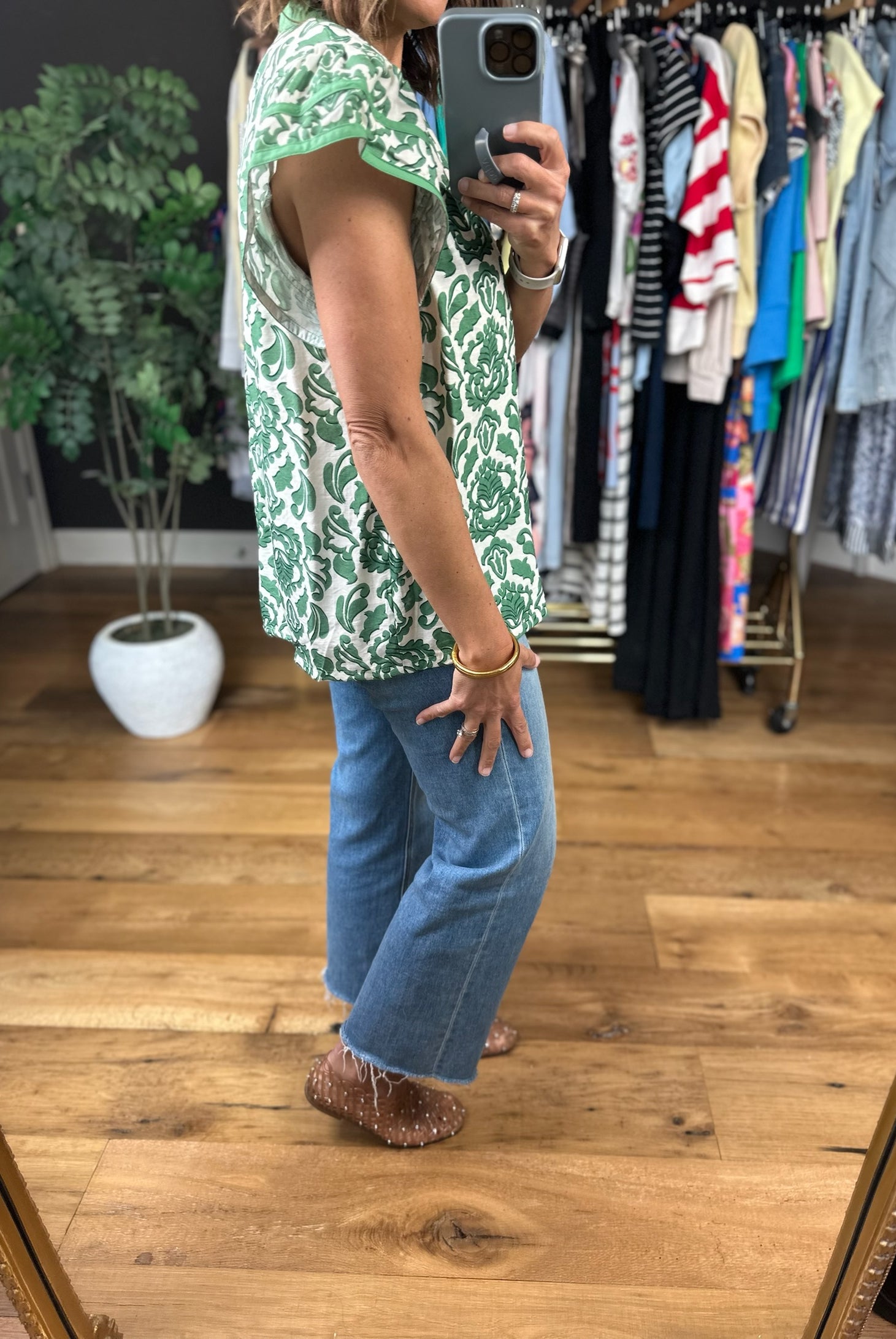 Late Spring Moment Patterned Top-Short Sleeves-Umgee-Anna Kaytes Boutique, Women's Fashion Boutique in Grinnell, Iowa