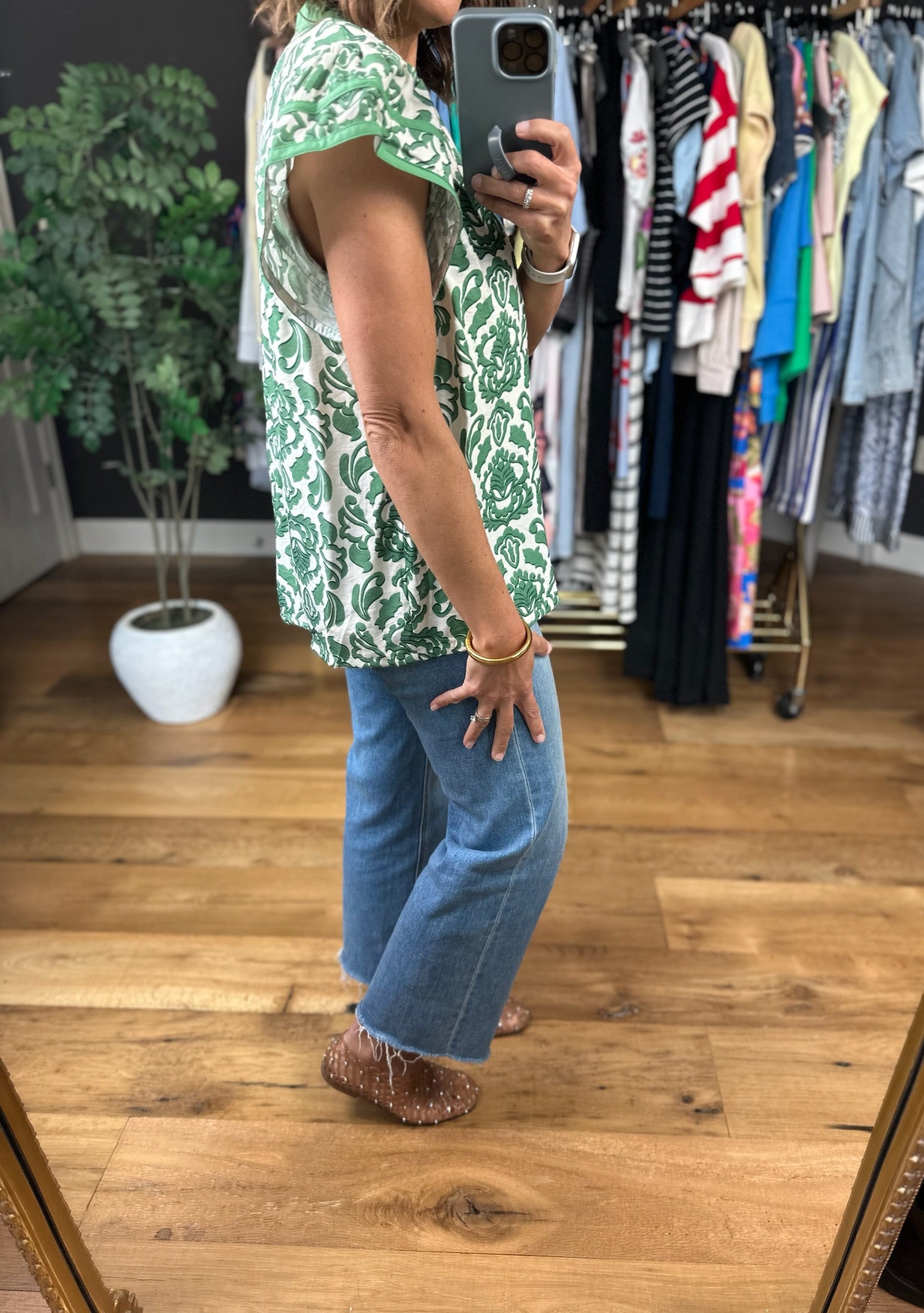 Late Spring Moment Patterned Top-Short Sleeves-Umgee-Anna Kaytes Boutique, Women's Fashion Boutique in Grinnell, Iowa