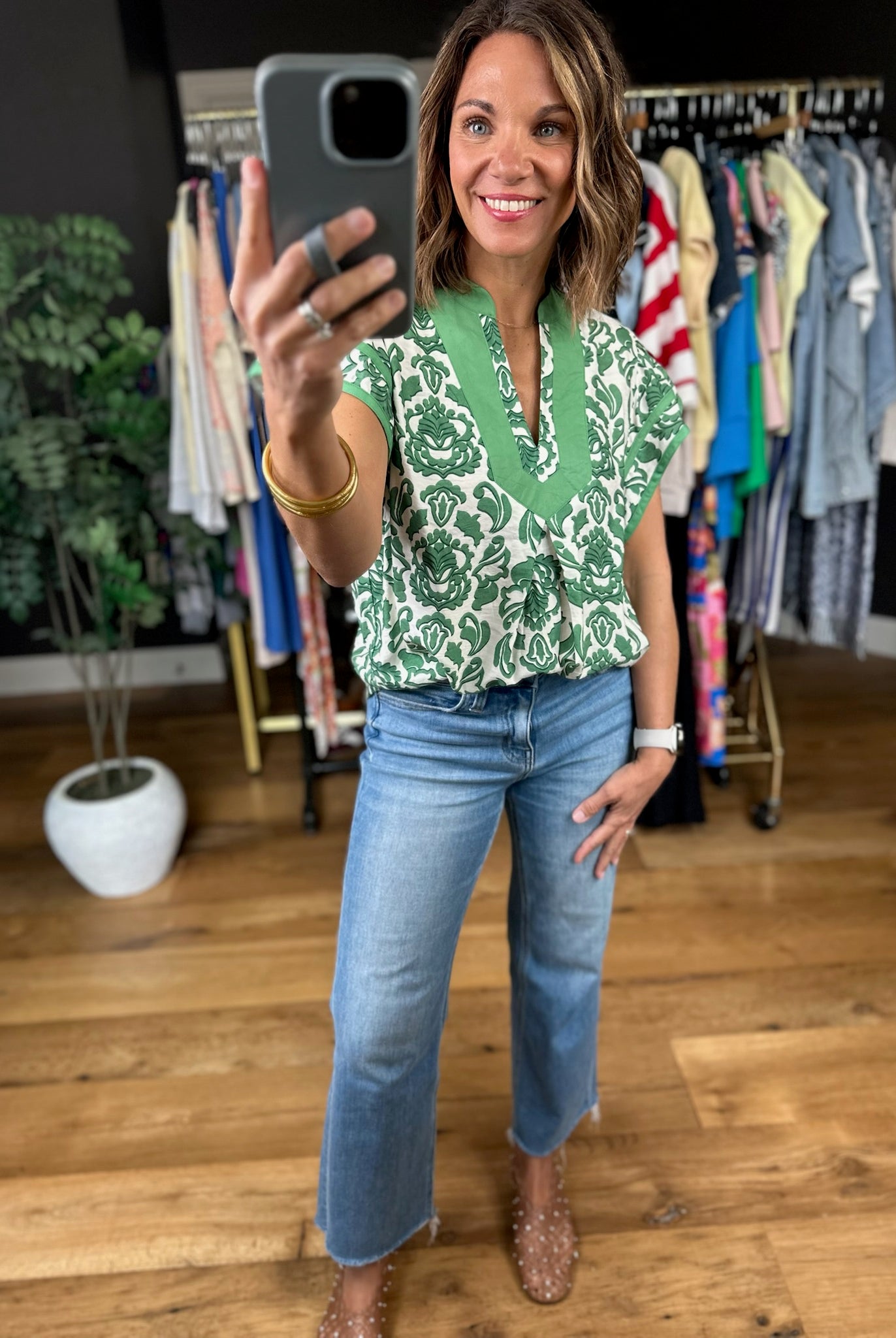 Late Spring Moment Patterned Top-Short Sleeves-Umgee-Anna Kaytes Boutique, Women's Fashion Boutique in Grinnell, Iowa