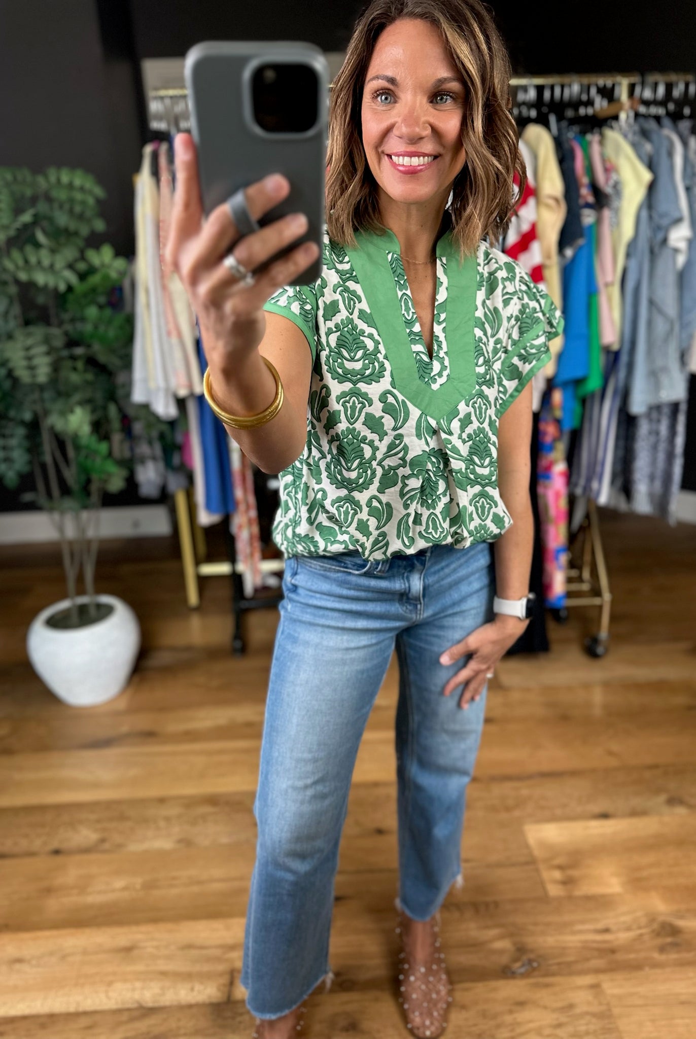 Late Spring Moment Patterned Top-Short Sleeves-Umgee-Anna Kaytes Boutique, Women's Fashion Boutique in Grinnell, Iowa