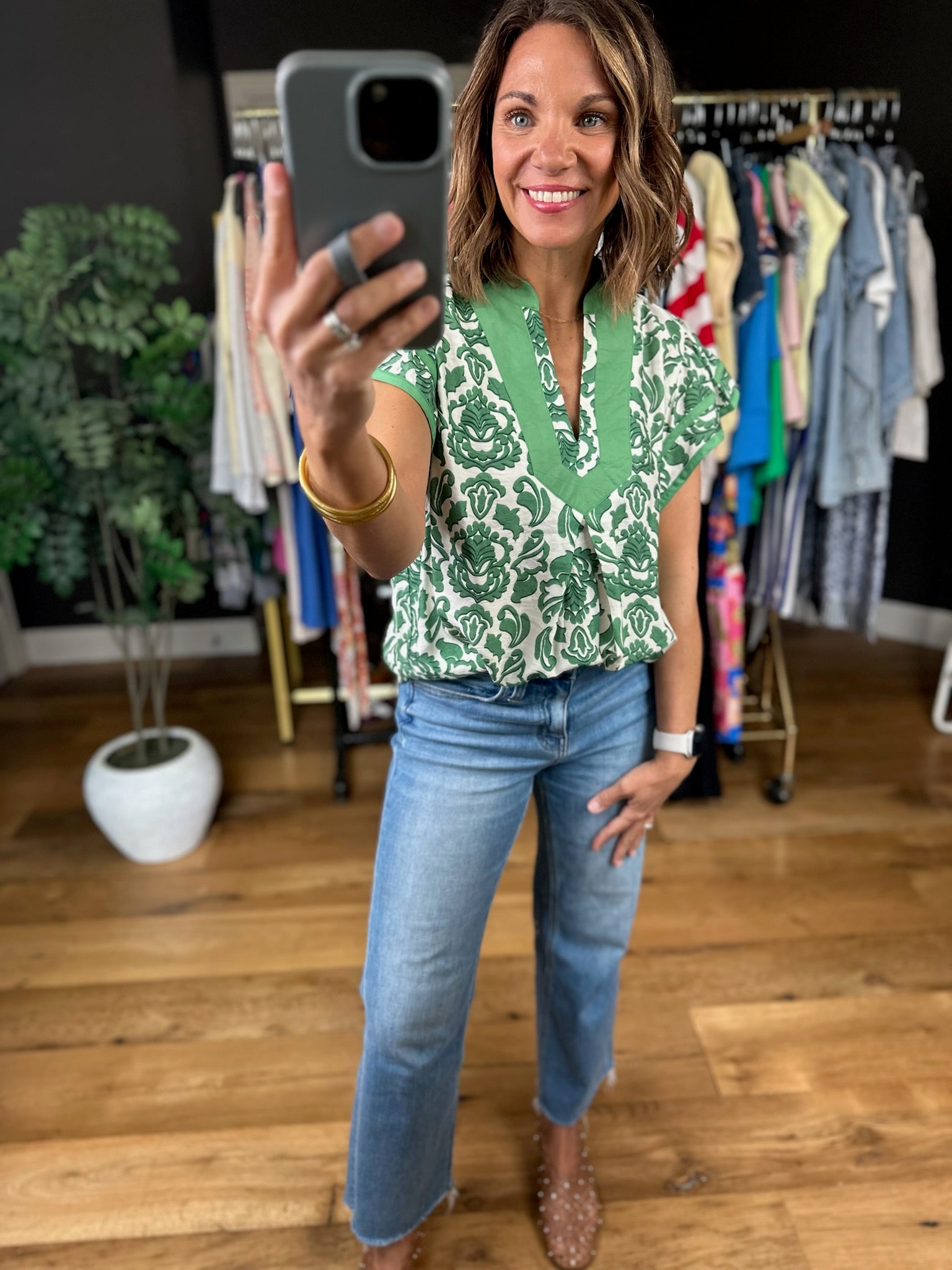 Late Spring Moment Patterned Top-Short Sleeves-Umgee-Anna Kaytes Boutique, Women's Fashion Boutique in Grinnell, Iowa