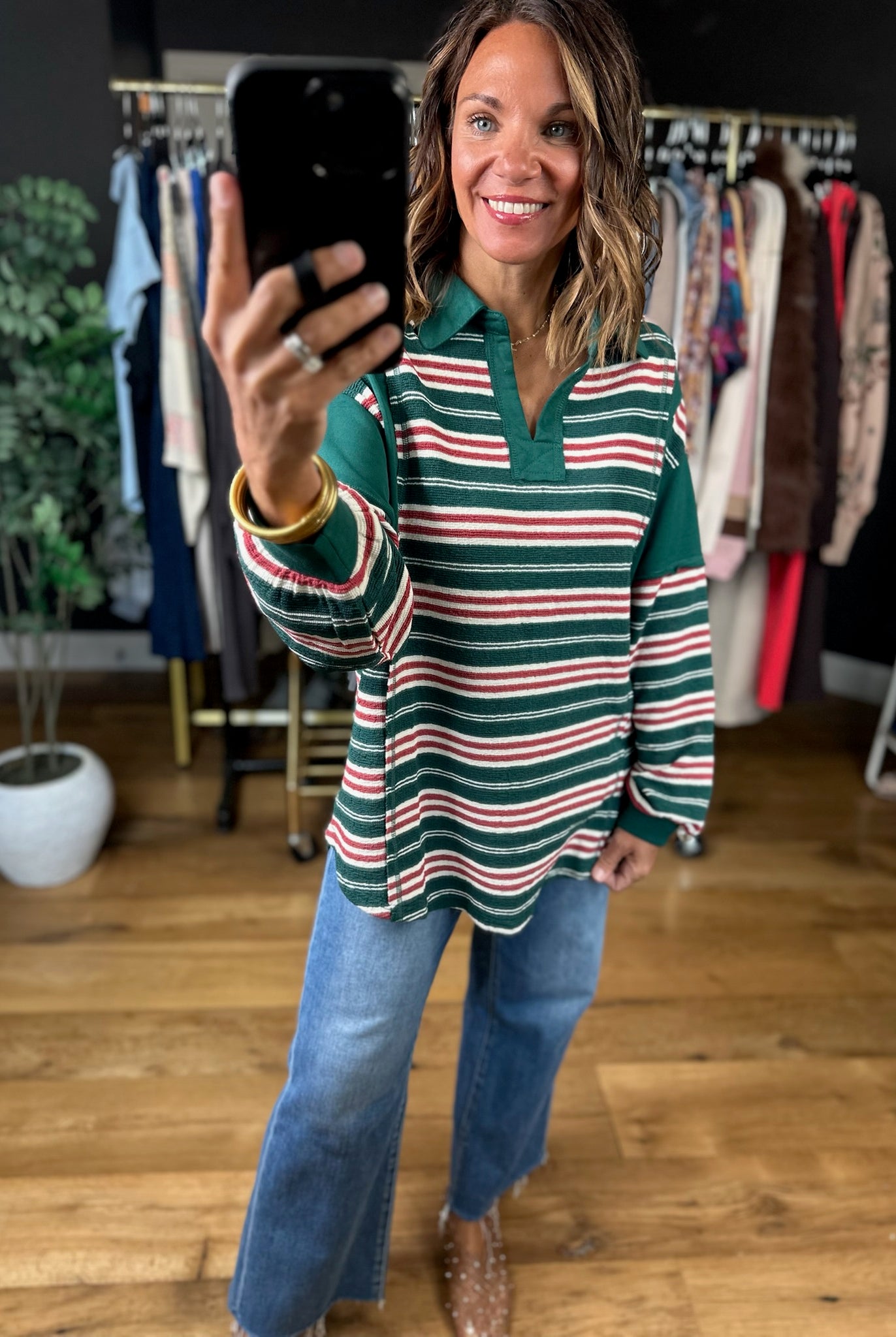 Keeping Score Striped Pullover-Sweaters-Very J-Anna Kaytes Boutique, Women's Fashion Boutique in Grinnell, Iowa