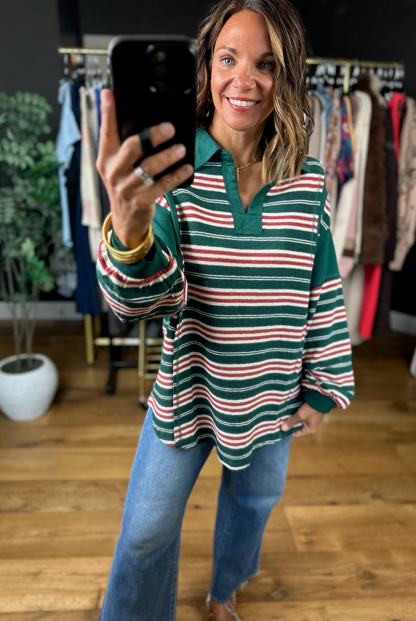Keeping Score Striped Pullover-Sweaters-Very J-Anna Kaytes Boutique, Women's Fashion Boutique in Grinnell, Iowa