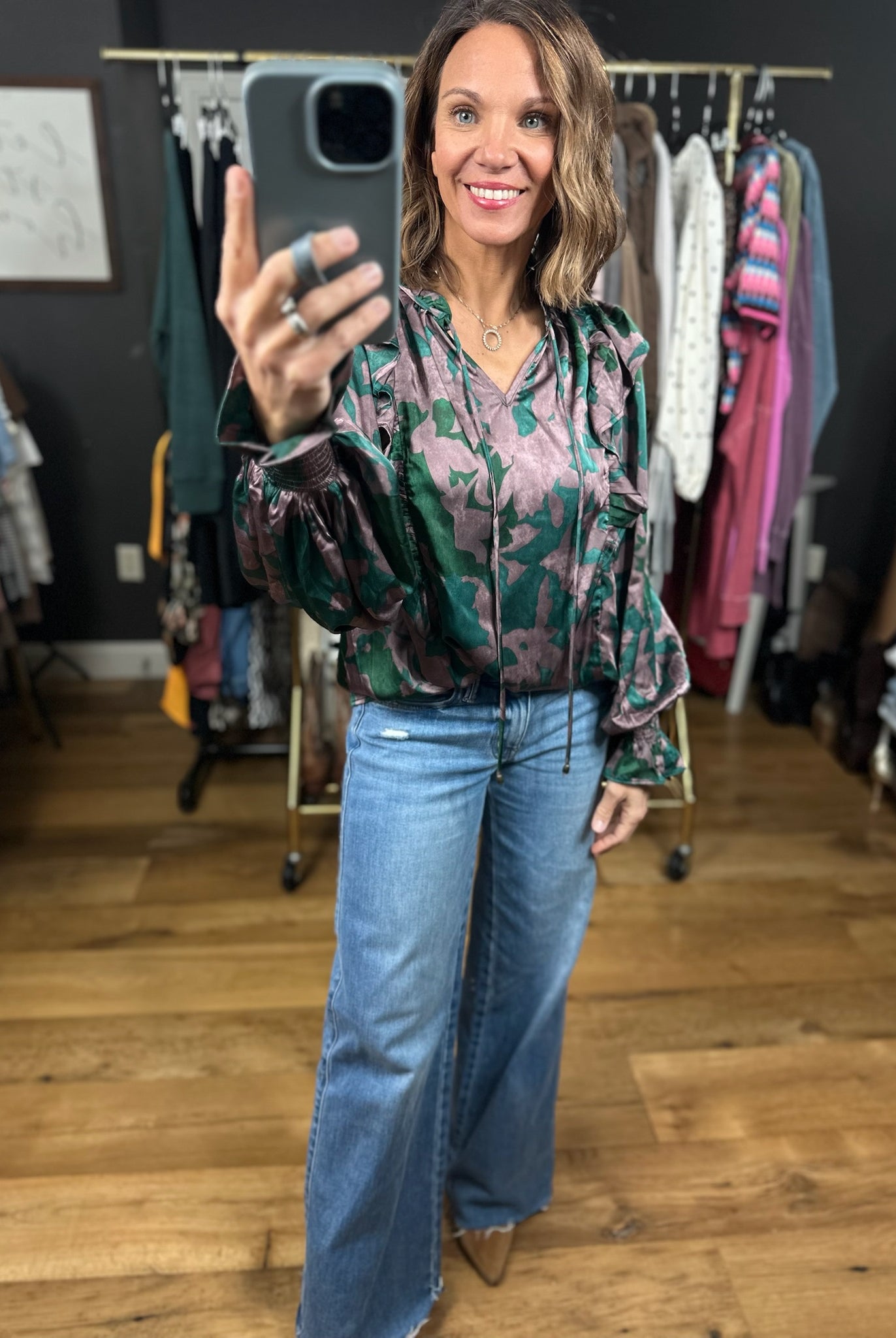 Garden Party Floral Top-Long Sleeves-Entro-Anna Kaytes Boutique, Women's Fashion Boutique in Grinnell, Iowa