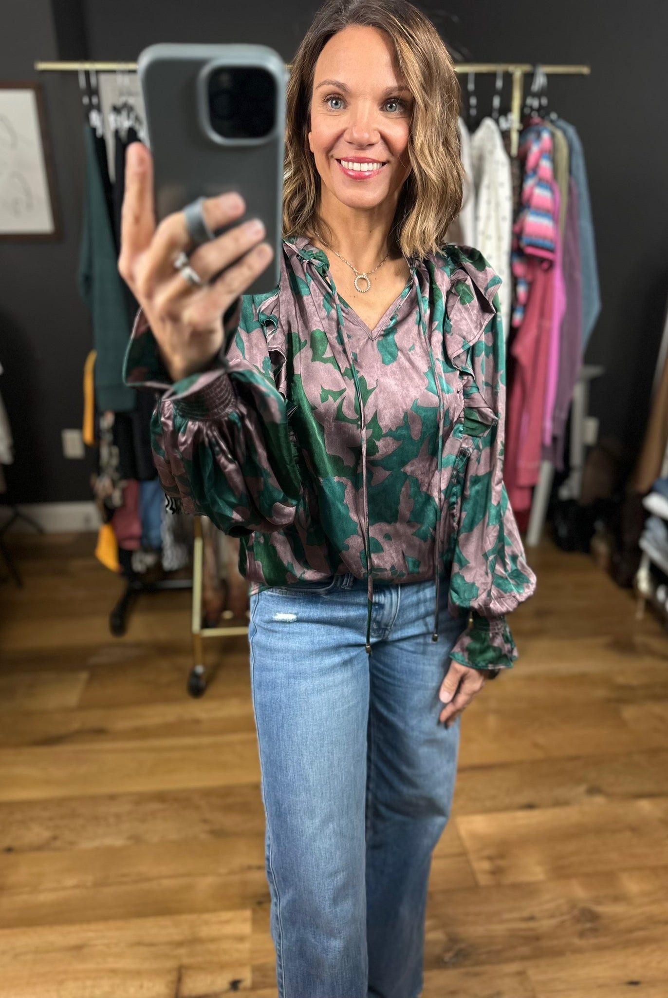 Garden Party Floral Top-Long Sleeves-Entro-Anna Kaytes Boutique, Women's Fashion Boutique in Grinnell, Iowa