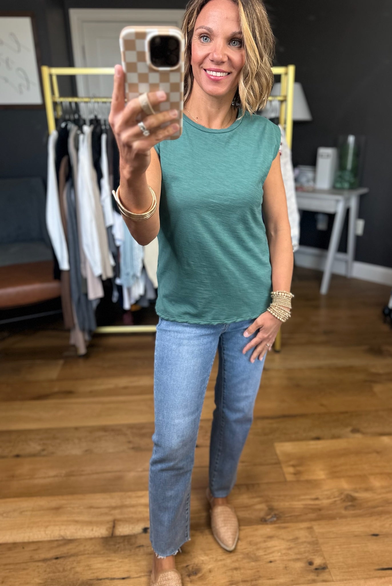 Standing Strong Cap-Sleeve Tee - Multiple Options-Wasabi & Mint-Anna Kaytes Boutique, Women's Fashion Boutique in Grinnell, Iowa