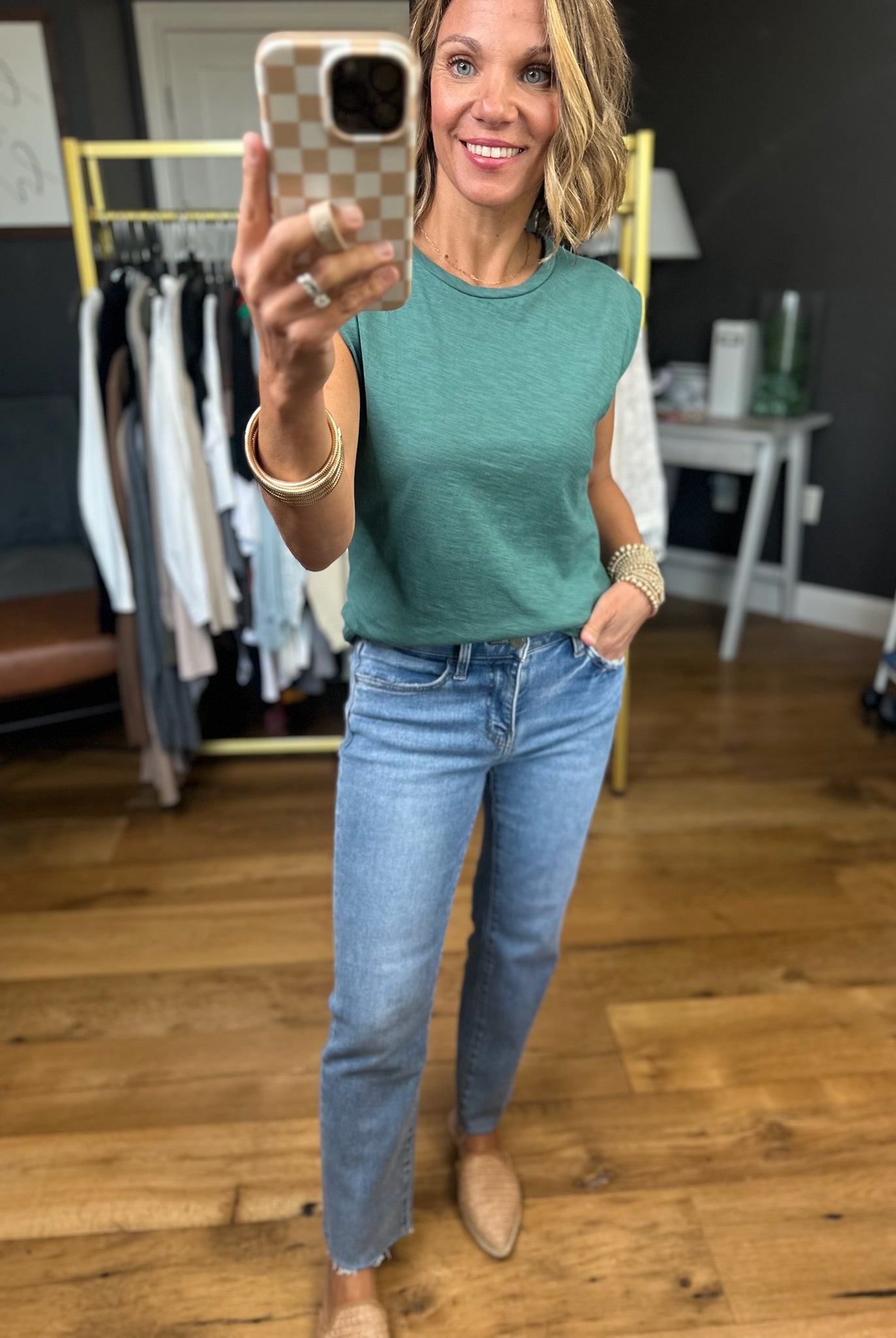 Standing Strong Cap-Sleeve Tee - Multiple Options-Wasabi & Mint-Anna Kaytes Boutique, Women's Fashion Boutique in Grinnell, Iowa