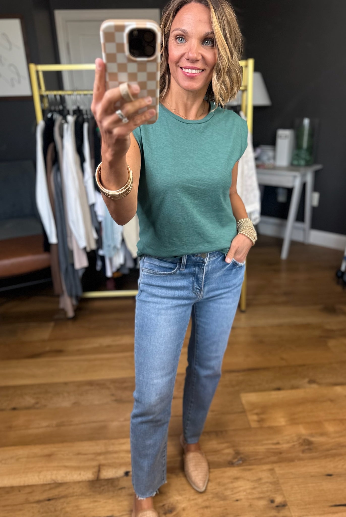Standing Strong Cap-Sleeve Tee - Multiple Options-Wasabi & Mint-Anna Kaytes Boutique, Women's Fashion Boutique in Grinnell, Iowa