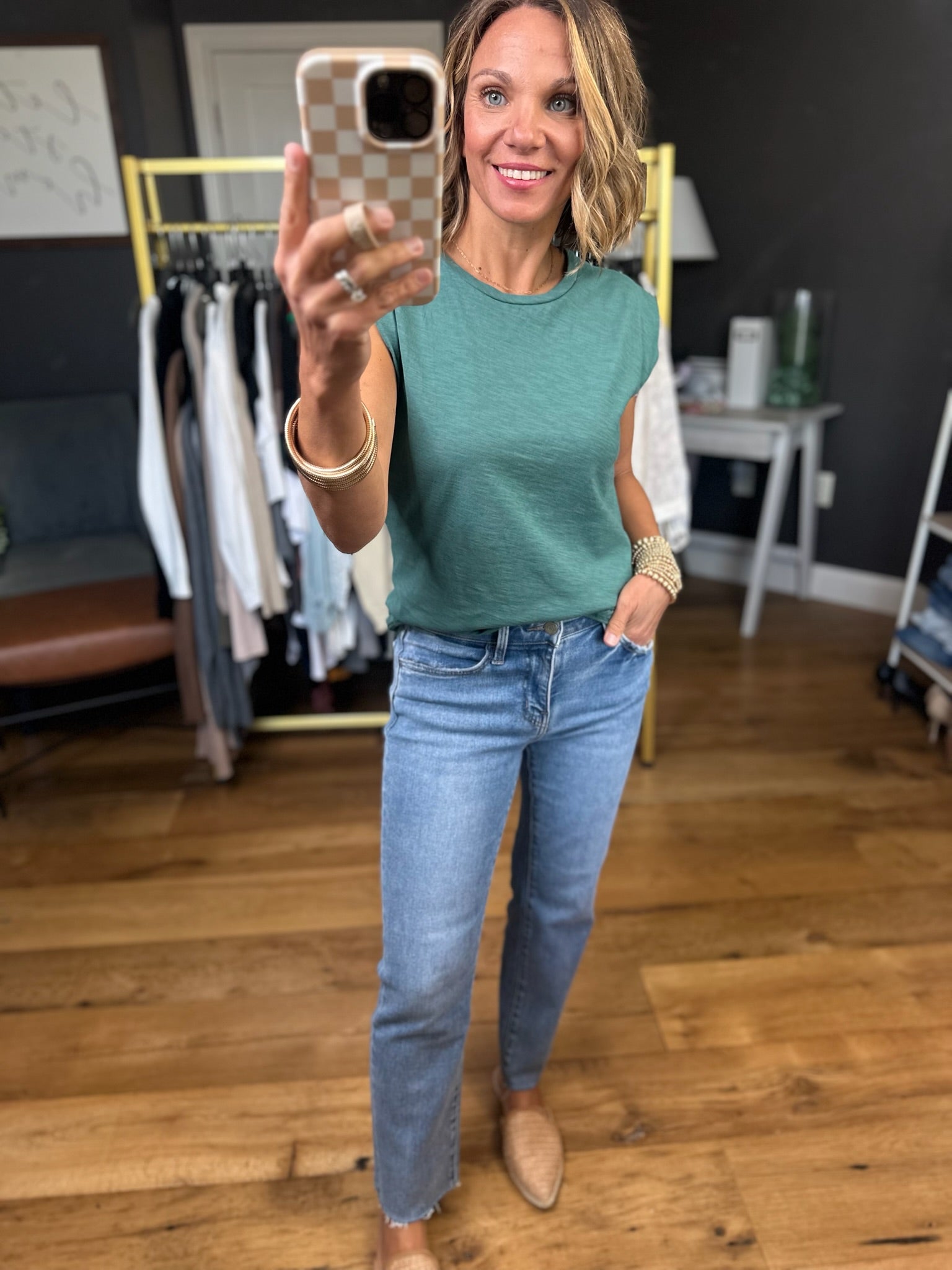 Standing Strong Cap-Sleeve Tee - Multiple Options-Wasabi & Mint-Anna Kaytes Boutique, Women's Fashion Boutique in Grinnell, Iowa