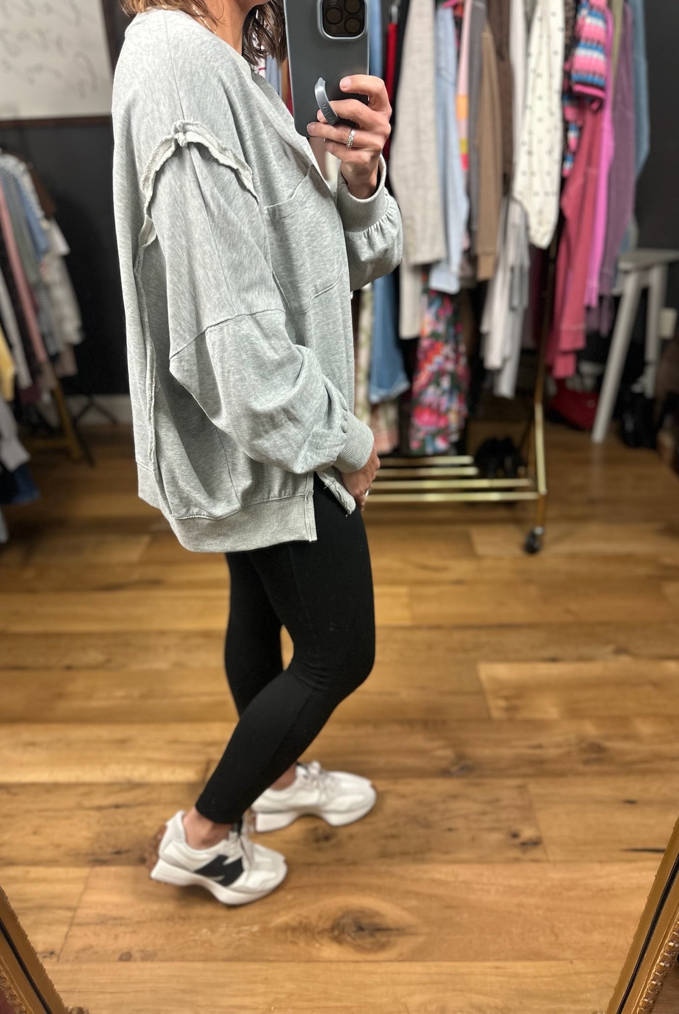 On A Roll Slit-Hem Crew-Sweaters-Easel-Anna Kaytes Boutique, Women's Fashion Boutique in Grinnell, Iowa