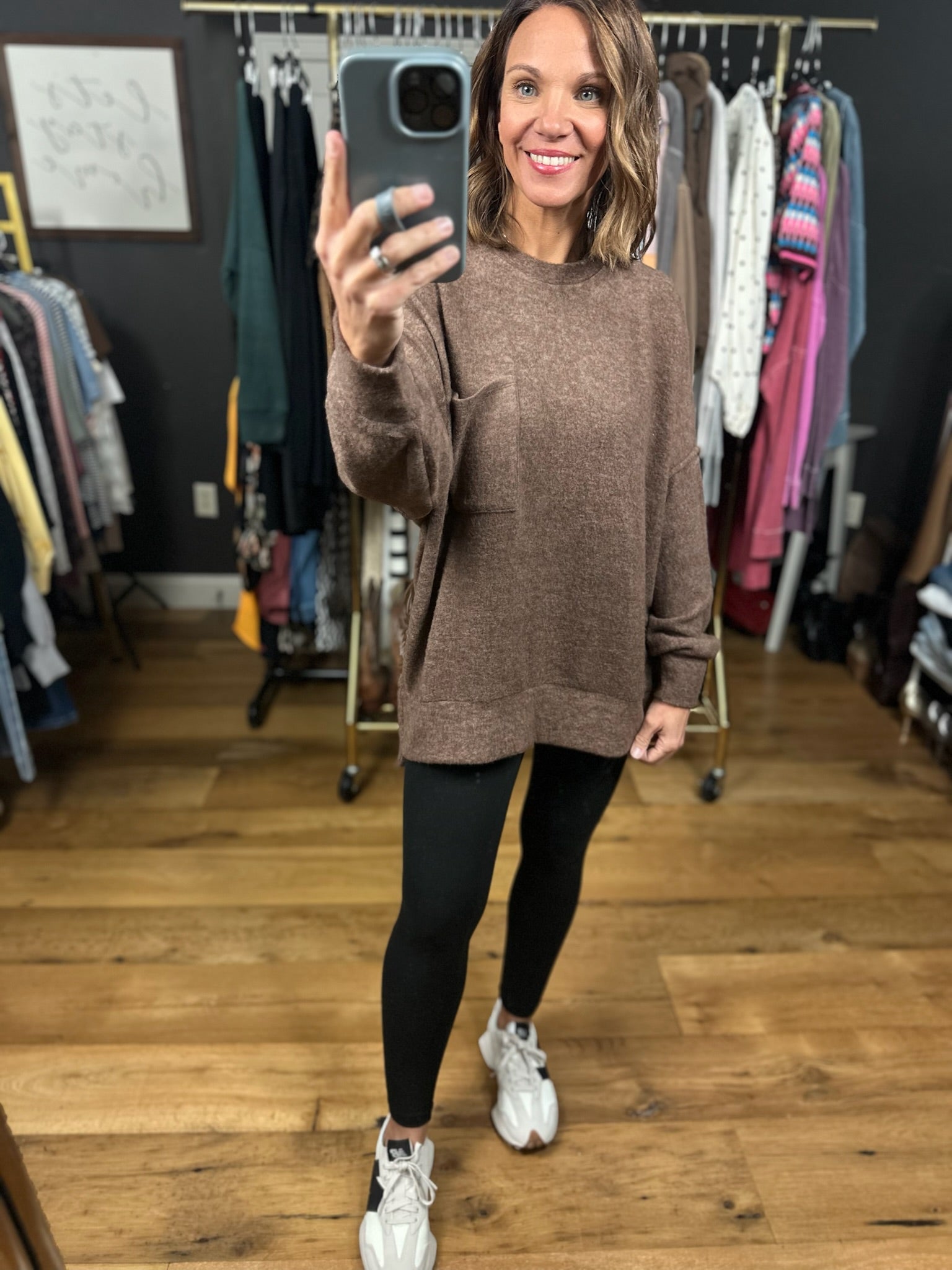 Home Stretch Hi-Low Pocket Top-Sweaters-Zenana-Anna Kaytes Boutique, Women's Fashion Boutique in Grinnell, Iowa