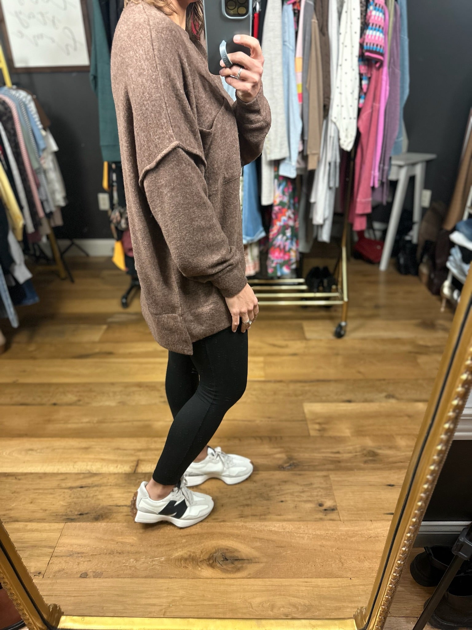 Home Stretch Hi-Low Pocket Top-Sweaters-Zenana-Anna Kaytes Boutique, Women's Fashion Boutique in Grinnell, Iowa