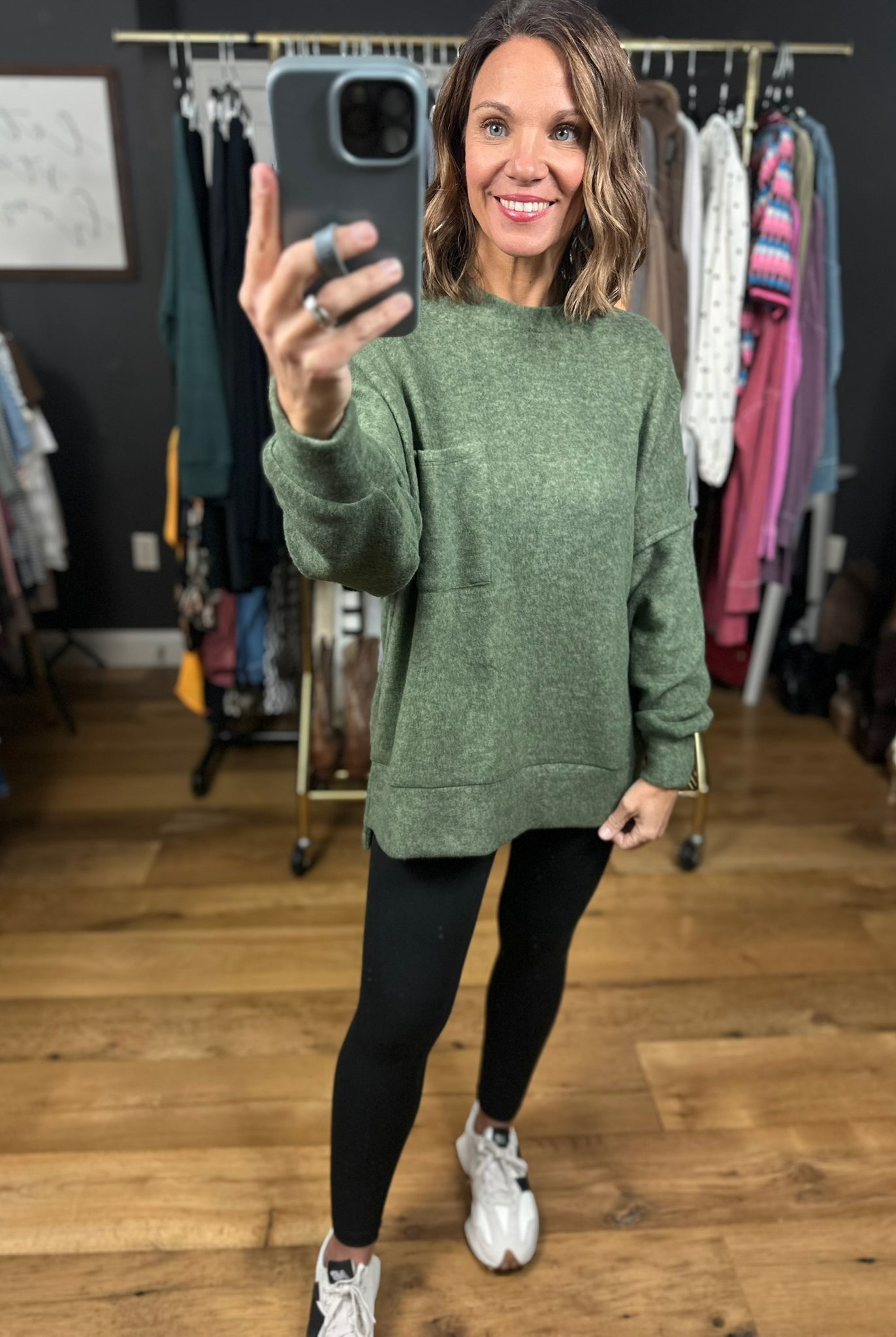 Home Stretch Hi-Low Pocket Top-Sweaters-Zenana-Anna Kaytes Boutique, Women's Fashion Boutique in Grinnell, Iowa