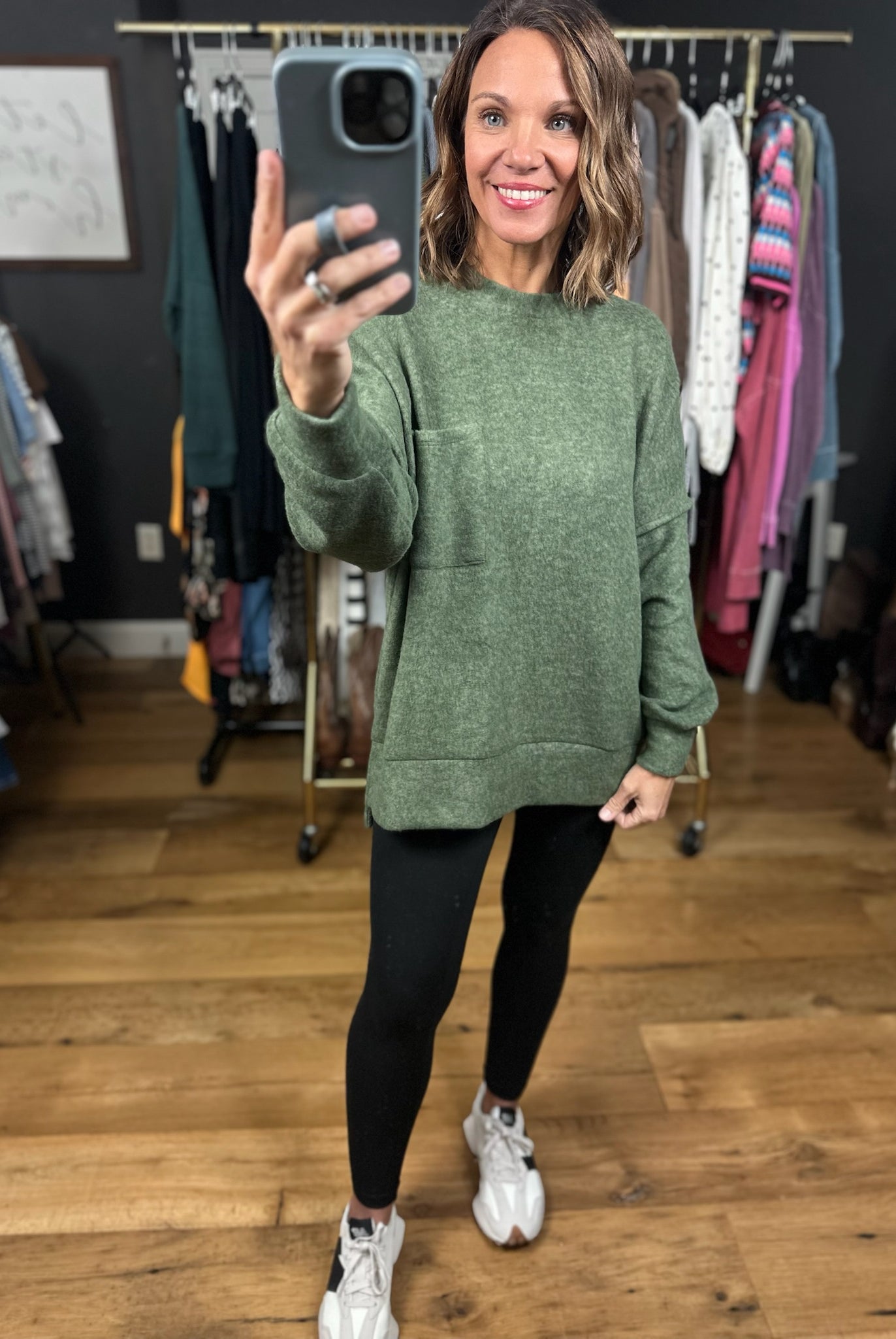 Home Stretch Hi-Low Pocket Top-Sweaters-Zenana-Anna Kaytes Boutique, Women's Fashion Boutique in Grinnell, Iowa