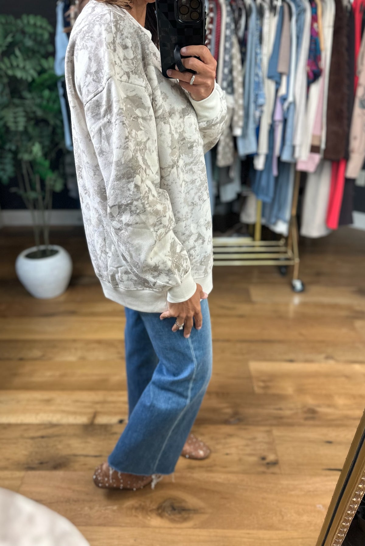 Forward Motion Floral Crewneck-Sweaters-Blu Pepper-Anna Kaytes Boutique, Women's Fashion Boutique in Grinnell, Iowa
