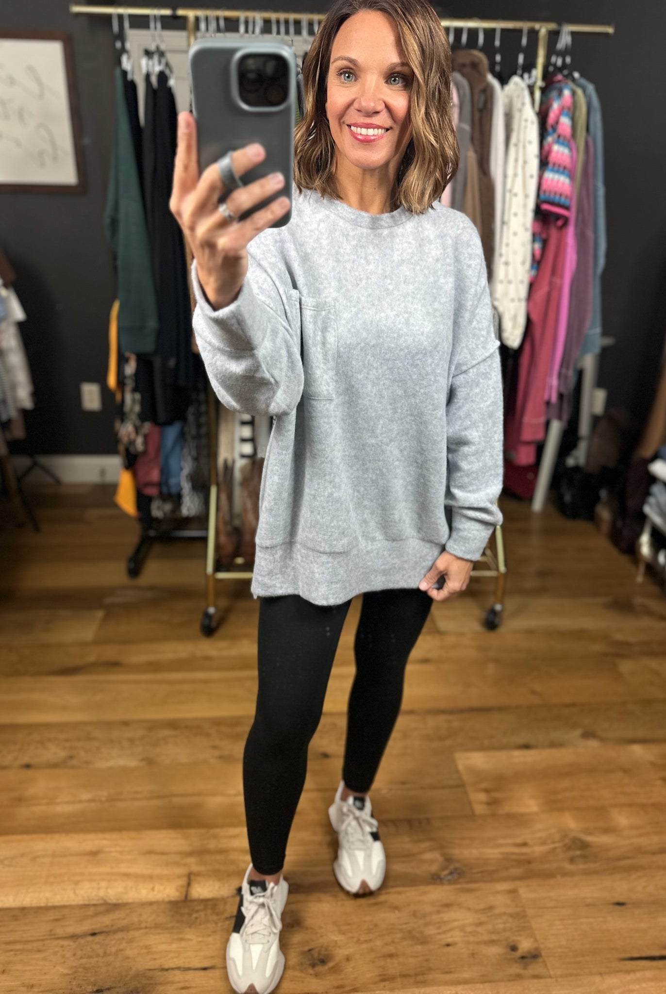 Home Stretch Hi-Low Pocket Top-Sweaters-Zenana-Anna Kaytes Boutique, Women's Fashion Boutique in Grinnell, Iowa