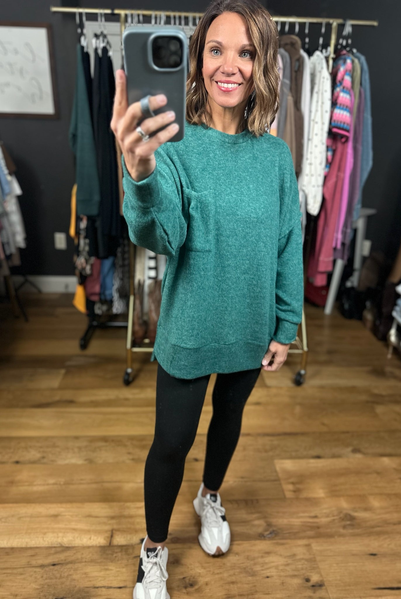 Home Stretch Hi-Low Pocket Top-Sweaters-Zenana-Anna Kaytes Boutique, Women's Fashion Boutique in Grinnell, Iowa