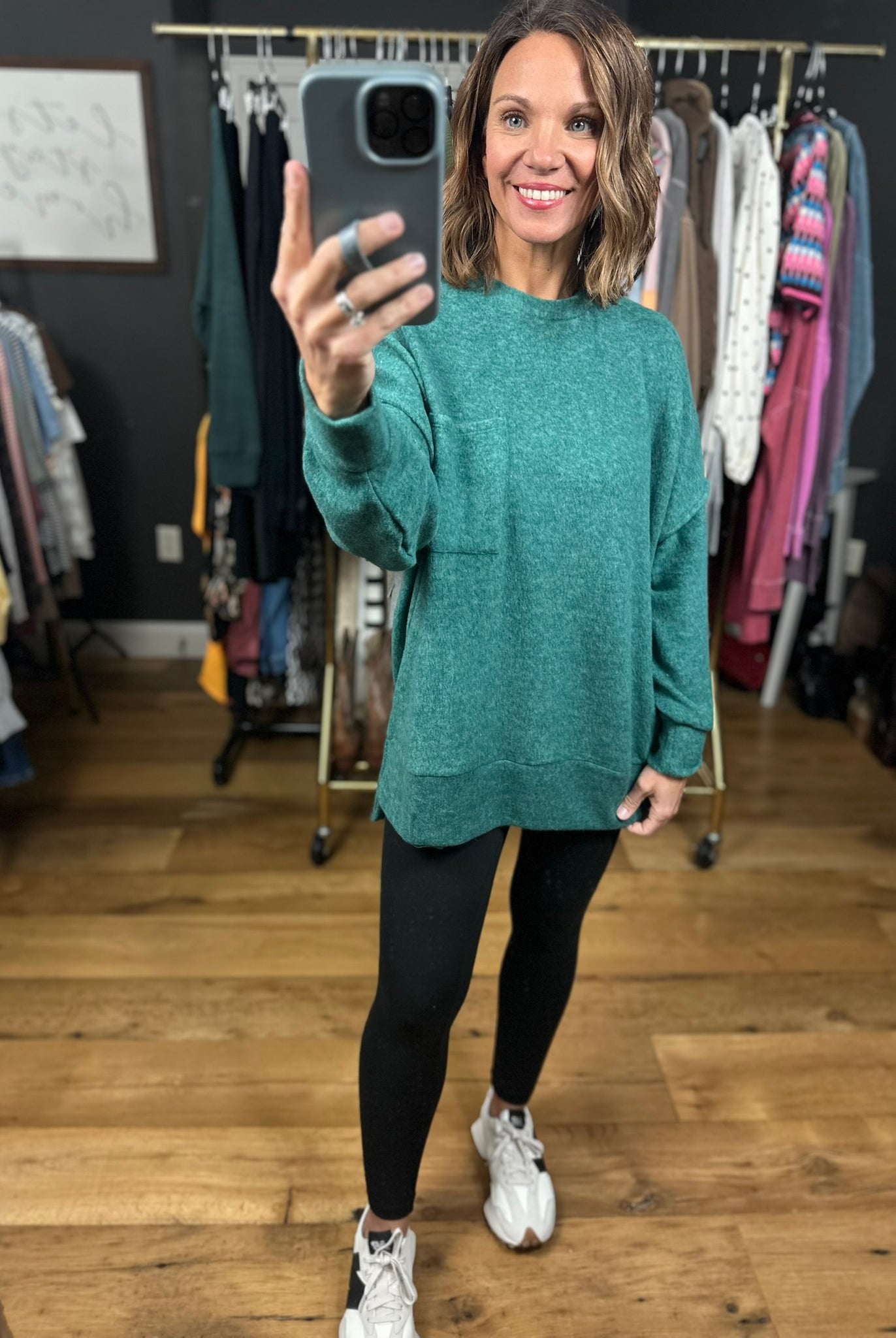Home Stretch Hi-Low Pocket Top-Sweaters-Zenana-Anna Kaytes Boutique, Women's Fashion Boutique in Grinnell, Iowa