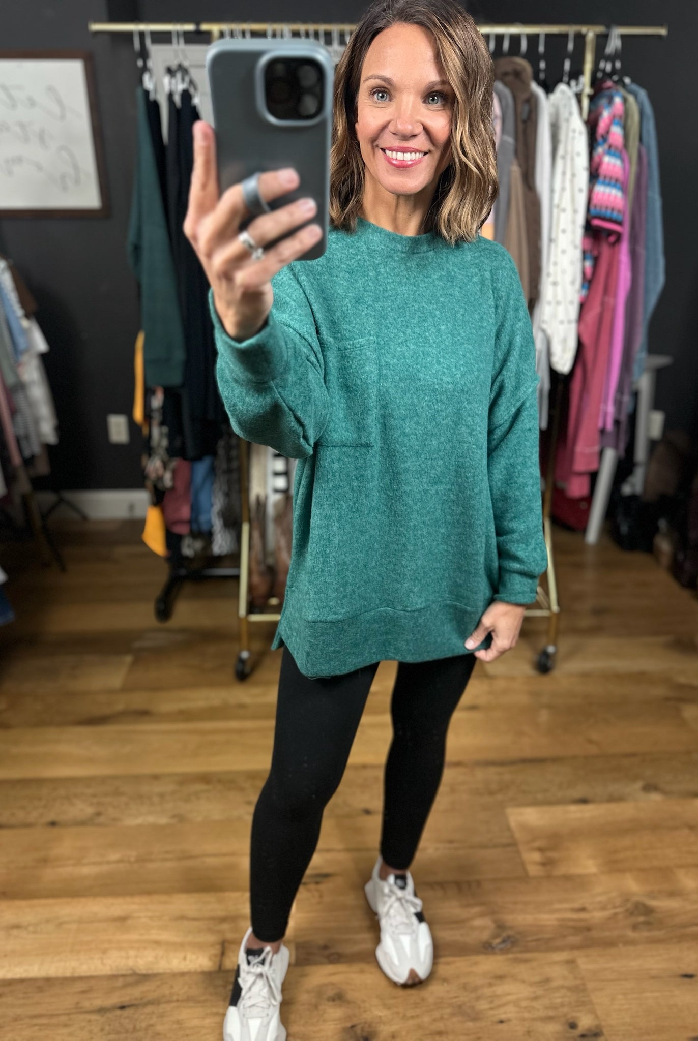 Home Stretch Hi-Low Pocket Top-Sweaters-Zenana-Anna Kaytes Boutique, Women's Fashion Boutique in Grinnell, Iowa
