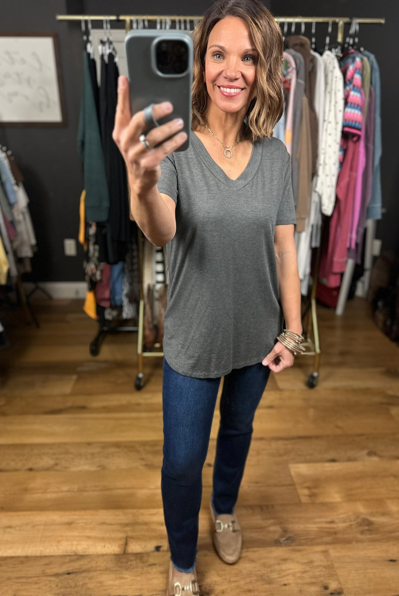 Focus On Me V-Neck Tee-Short Sleeves-Staccato-Anna Kaytes Boutique, Women's Fashion Boutique in Grinnell, Iowa