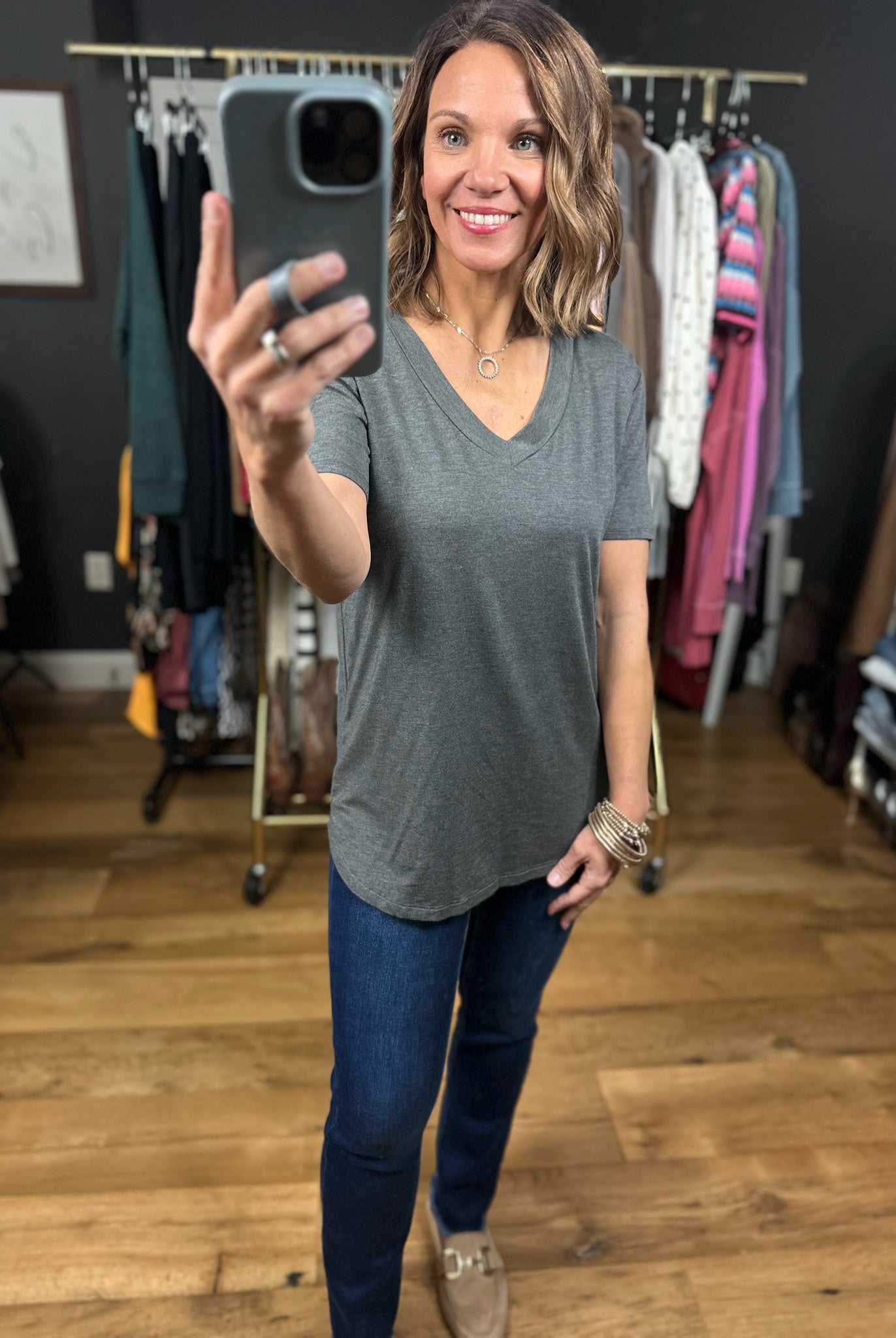 Focus On Me V-Neck Tee-Short Sleeves-Staccato-Anna Kaytes Boutique, Women's Fashion Boutique in Grinnell, Iowa