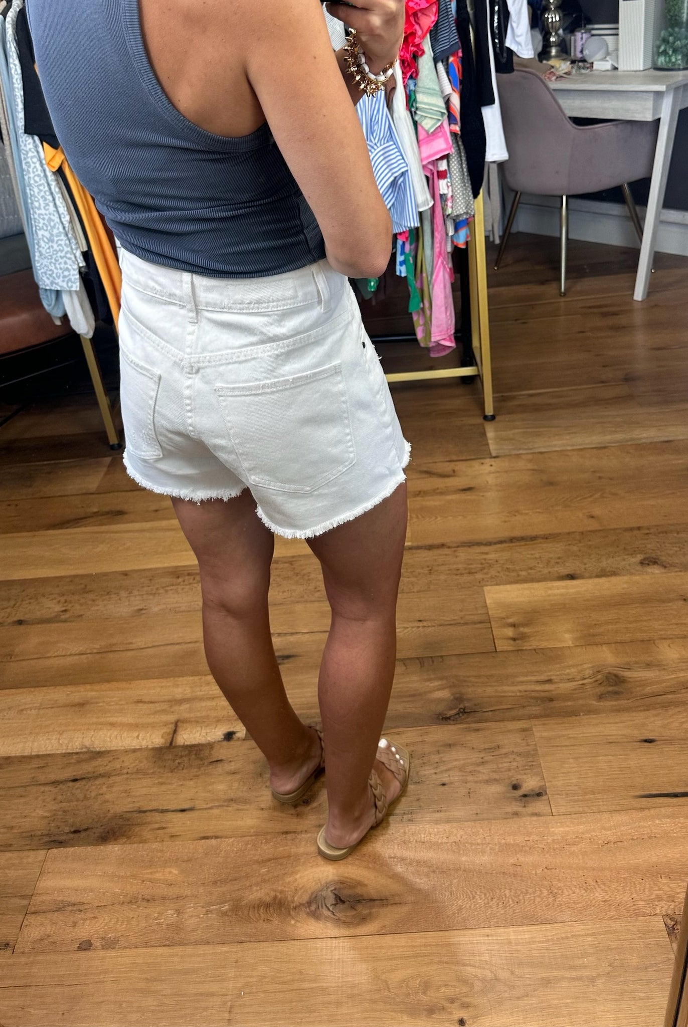 No Matter What Denim Short-Sleeveless-Wishlist-Anna Kaytes Boutique, Women's Fashion Boutique in Grinnell, Iowa