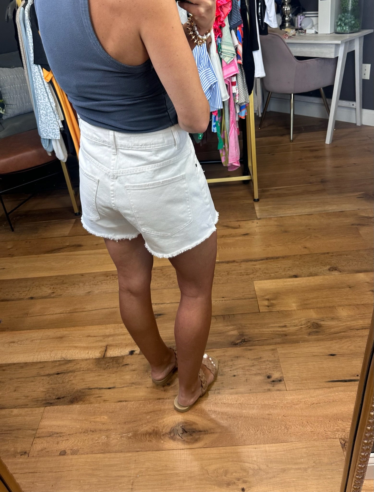 No Matter What Denim Short-Sleeveless-Wishlist-Anna Kaytes Boutique, Women's Fashion Boutique in Grinnell, Iowa