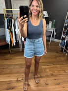 No Matter What Denim Short-Sleeveless-Wishlist-Anna Kaytes Boutique, Women's Fashion Boutique in Grinnell, Iowa