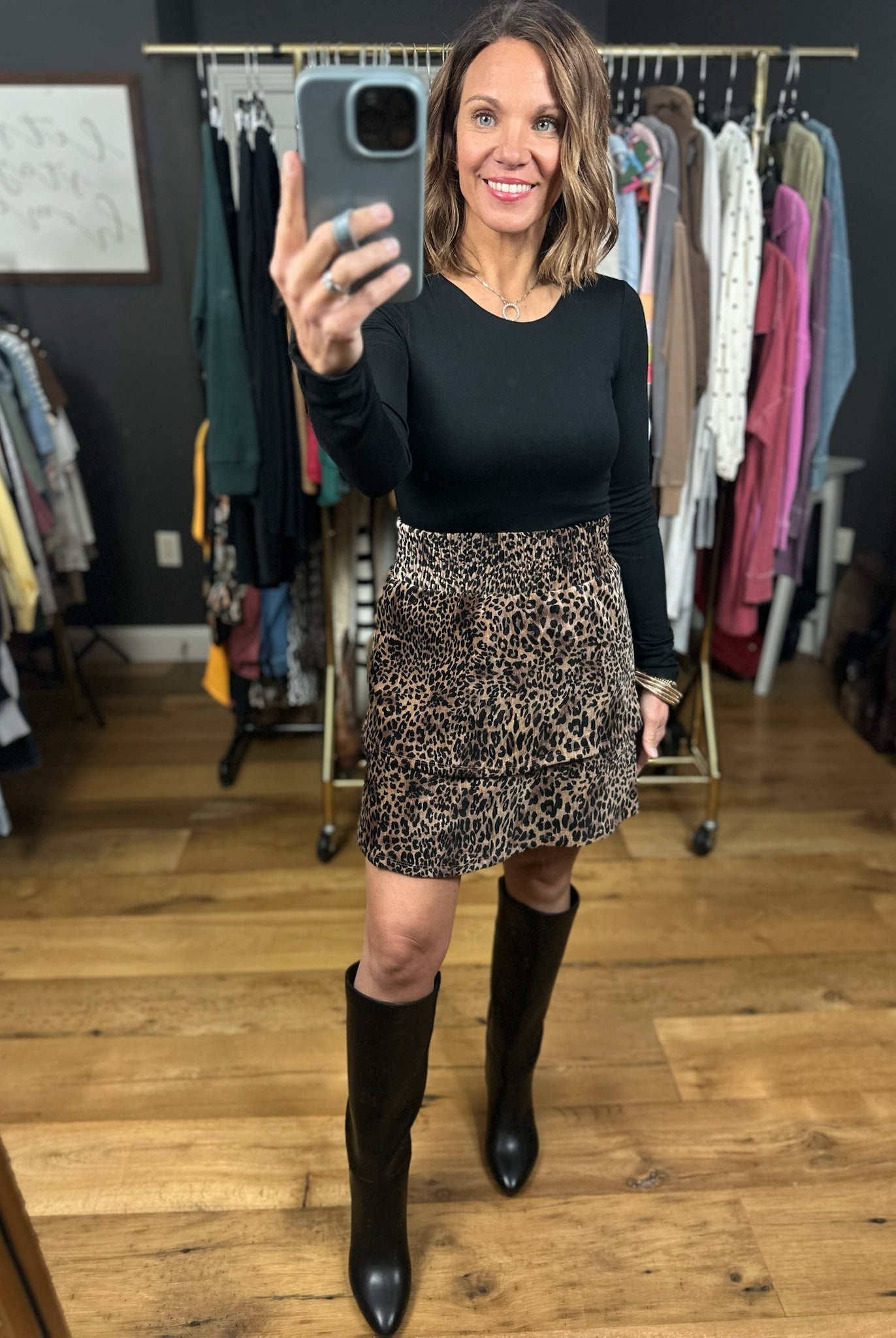 Looks That Way Leopard Print Skirt-Skirts-THML-Anna Kaytes Boutique, Women's Fashion Boutique in Grinnell, Iowa