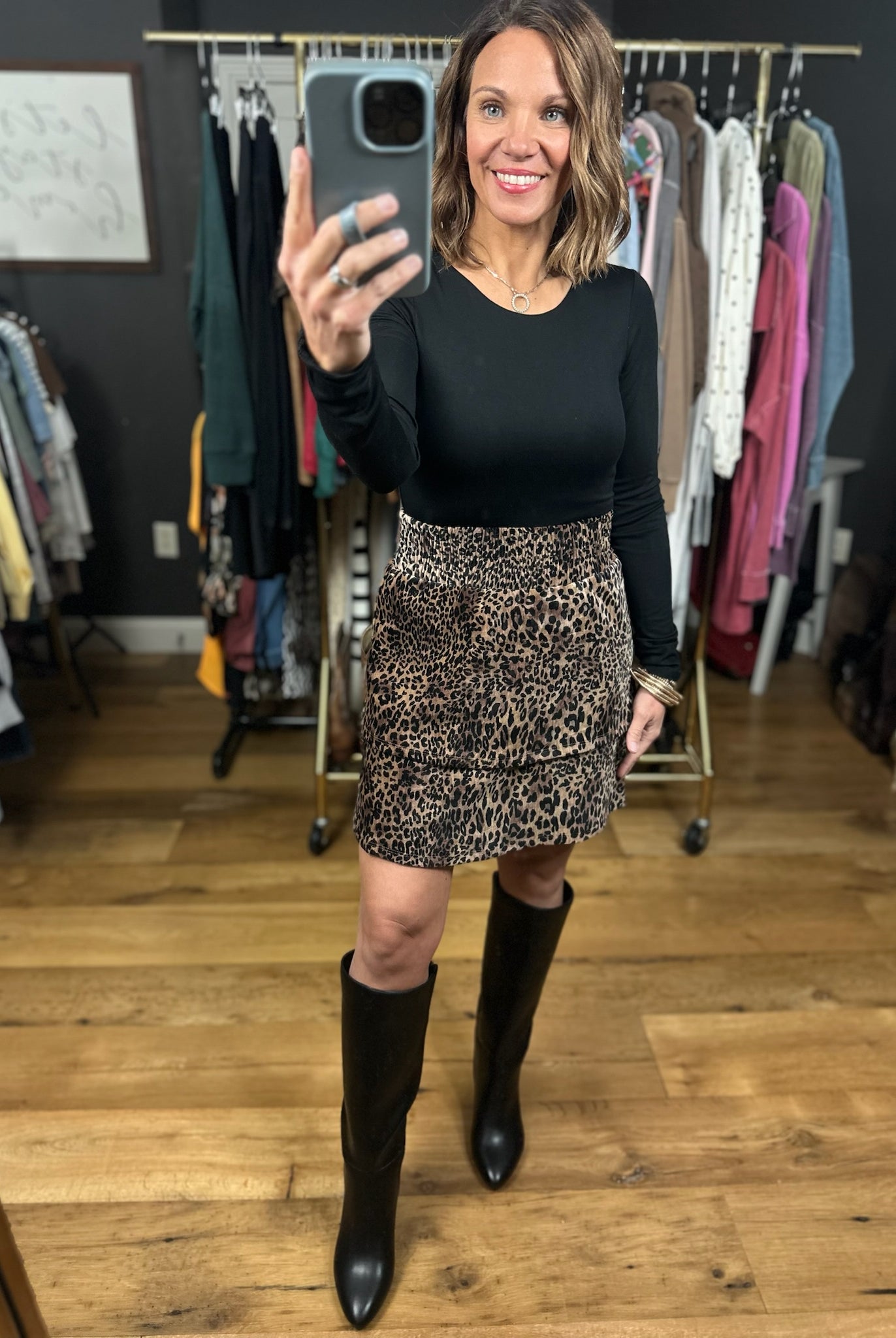 Looks That Way Leopard Print Skirt-Skirts-THML-Anna Kaytes Boutique, Women's Fashion Boutique in Grinnell, Iowa