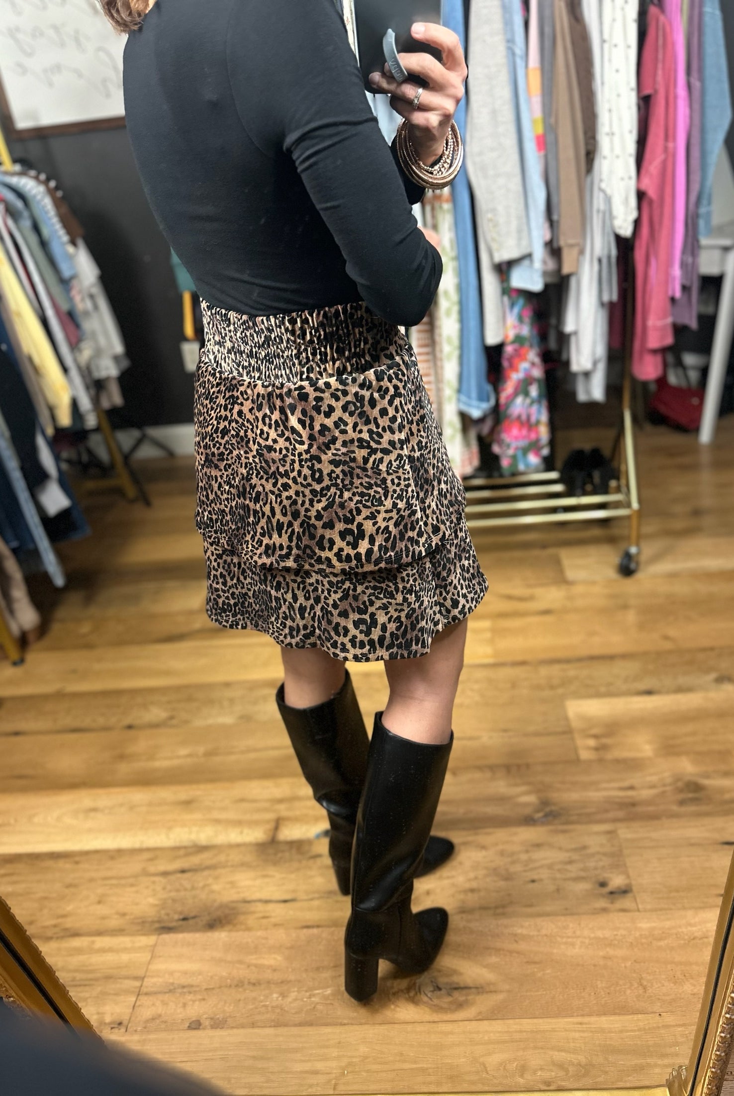 Looks That Way Leopard Print Skirt-Skirts-THML-Anna Kaytes Boutique, Women's Fashion Boutique in Grinnell, Iowa