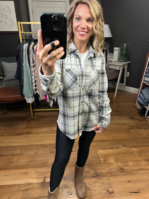 Happy Place Plaid Button-Down Longsleeve - Black/Brown-Thread & Supply-Anna Kaytes Boutique, Women's Fashion Boutique in Grinnell, Iowa