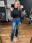 The Sloan High-Rise Flare-Jeans-Olivaceous-Anna Kaytes Boutique, Women's Fashion Boutique in Grinnell, Iowa