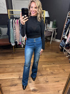 The Sloan High-Rise Flare-Jeans-Olivaceous-Anna Kaytes Boutique, Women's Fashion Boutique in Grinnell, Iowa