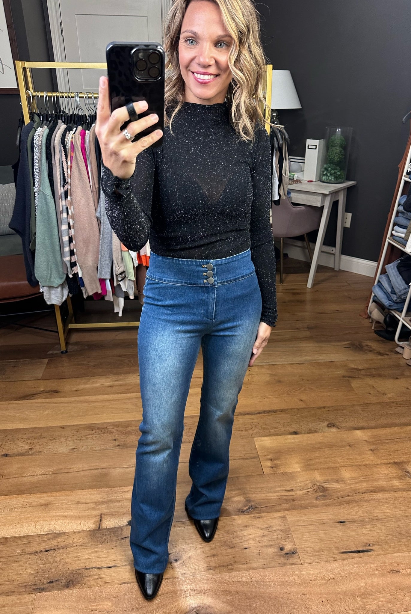 The Sloan High-Rise Flare-Jeans-Olivaceous-Anna Kaytes Boutique, Women's Fashion Boutique in Grinnell, Iowa